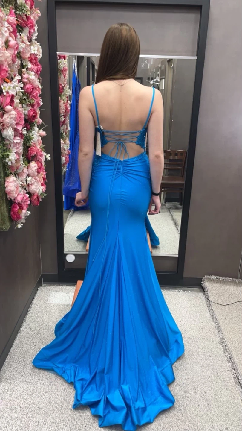 Blue Sparkly Mermaid Prom Dress
