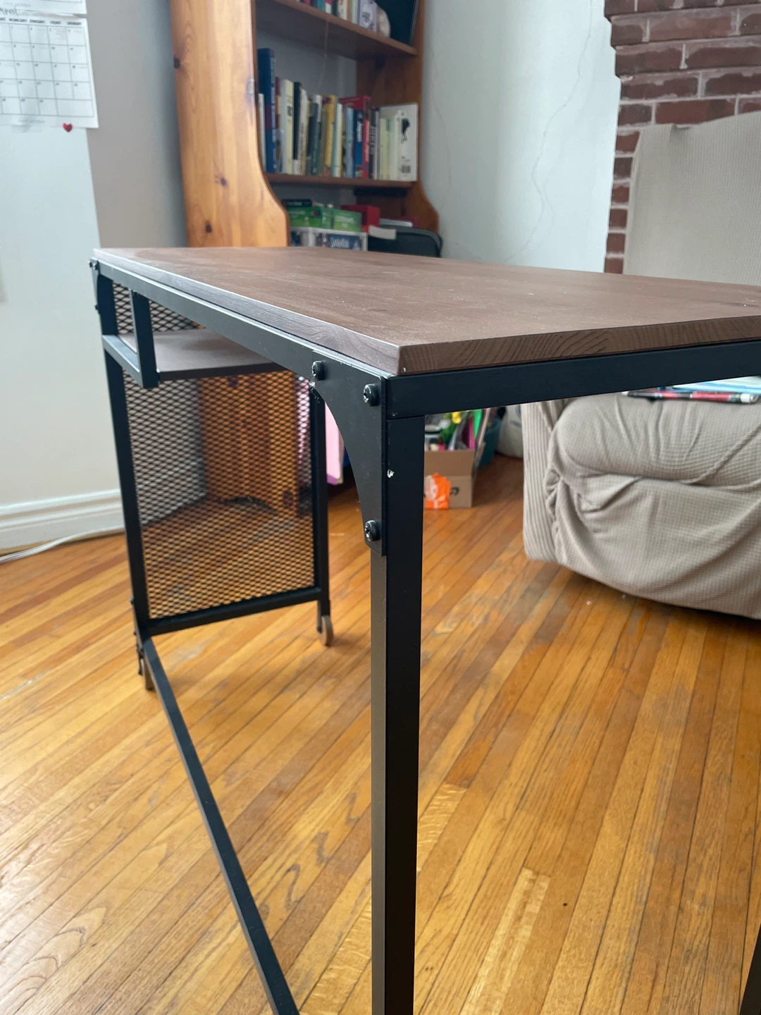 Narrow Industrial Style Desk with Shelf - photo 2