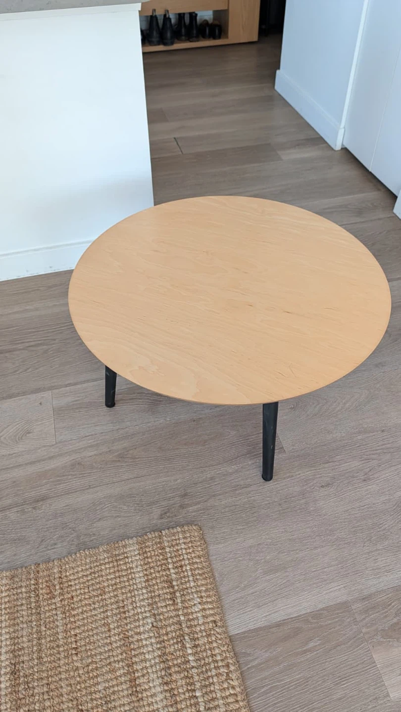 Round Wood Coffee Table with Black Legs - photo 2