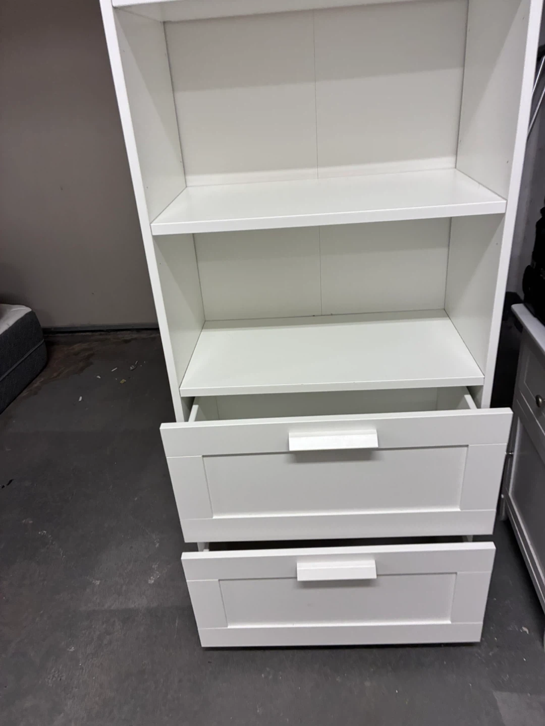 White Bookshelf with Drawers