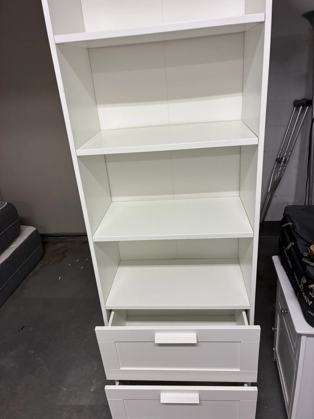 White Bookshelf with Drawers - photo 2