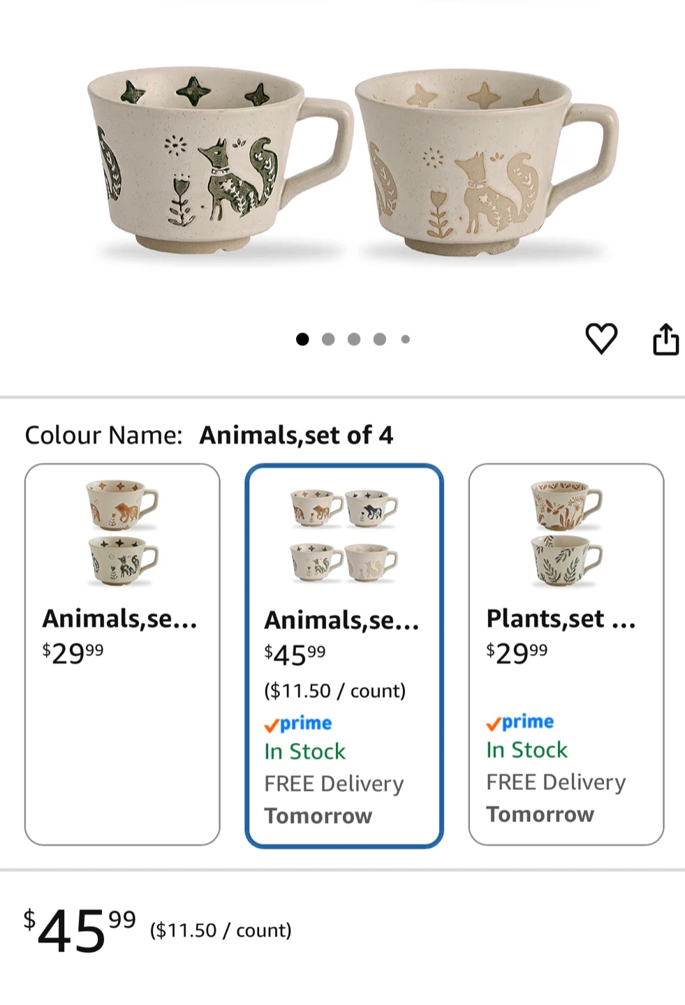 Set of 4 Mugs - Animals Collection - photo 3