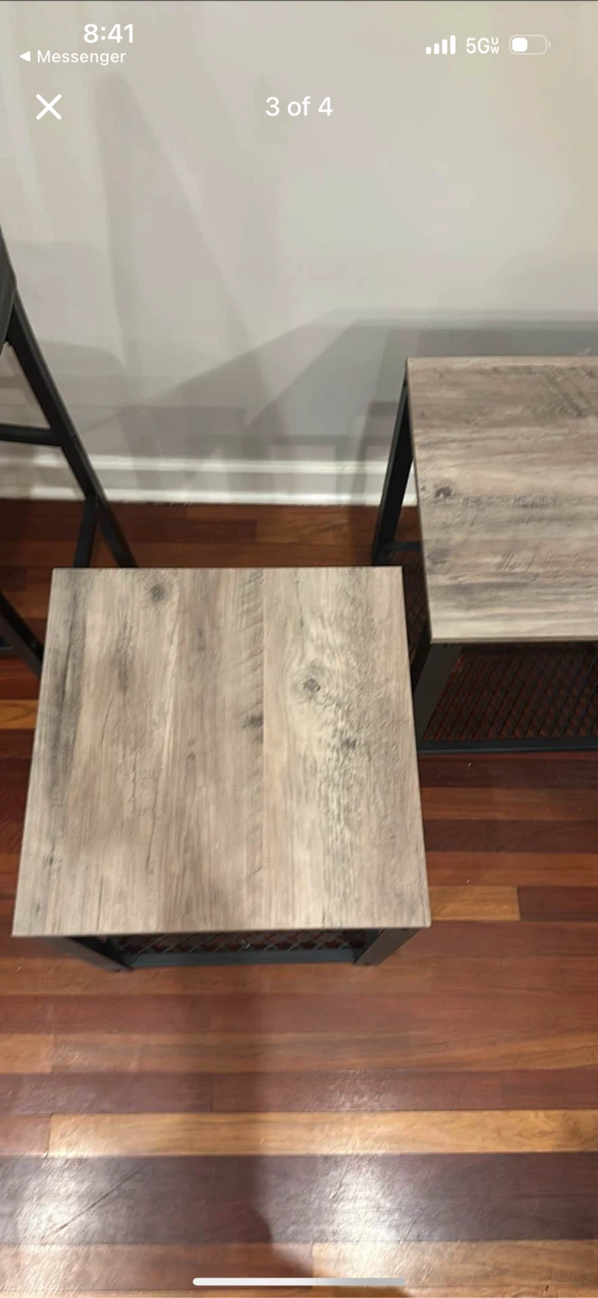 Wood and metal Tv stand and 2   matching end tables like new - photo 4