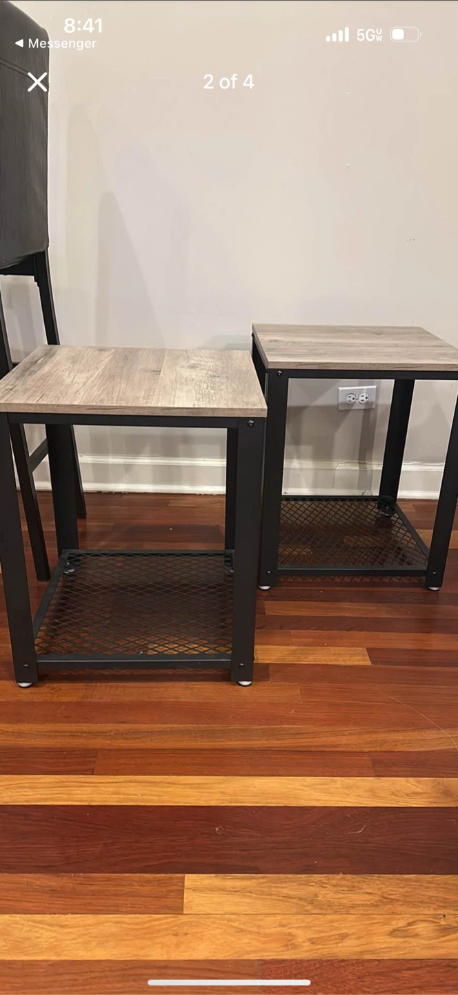 Wood and metal Tv stand and 2   matching end tables like new - photo 2