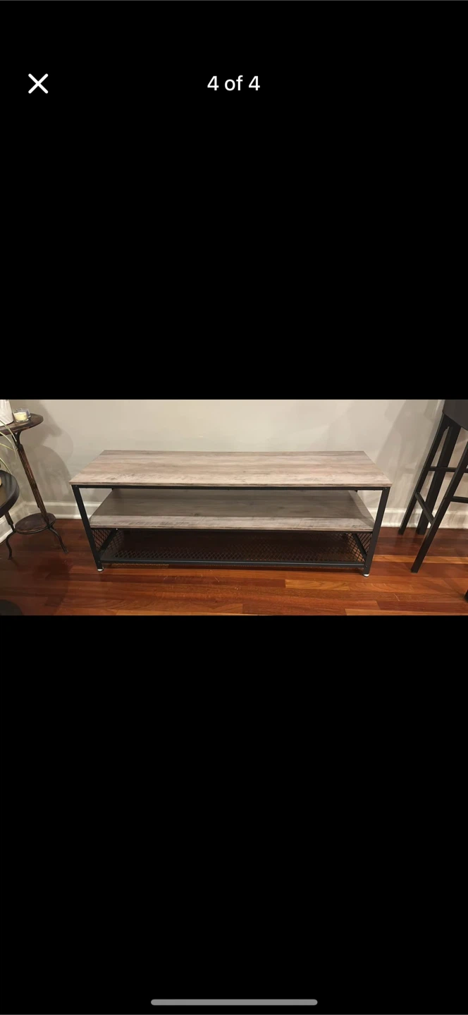 Wood and metal Tv stand and 2   matching end tables like new