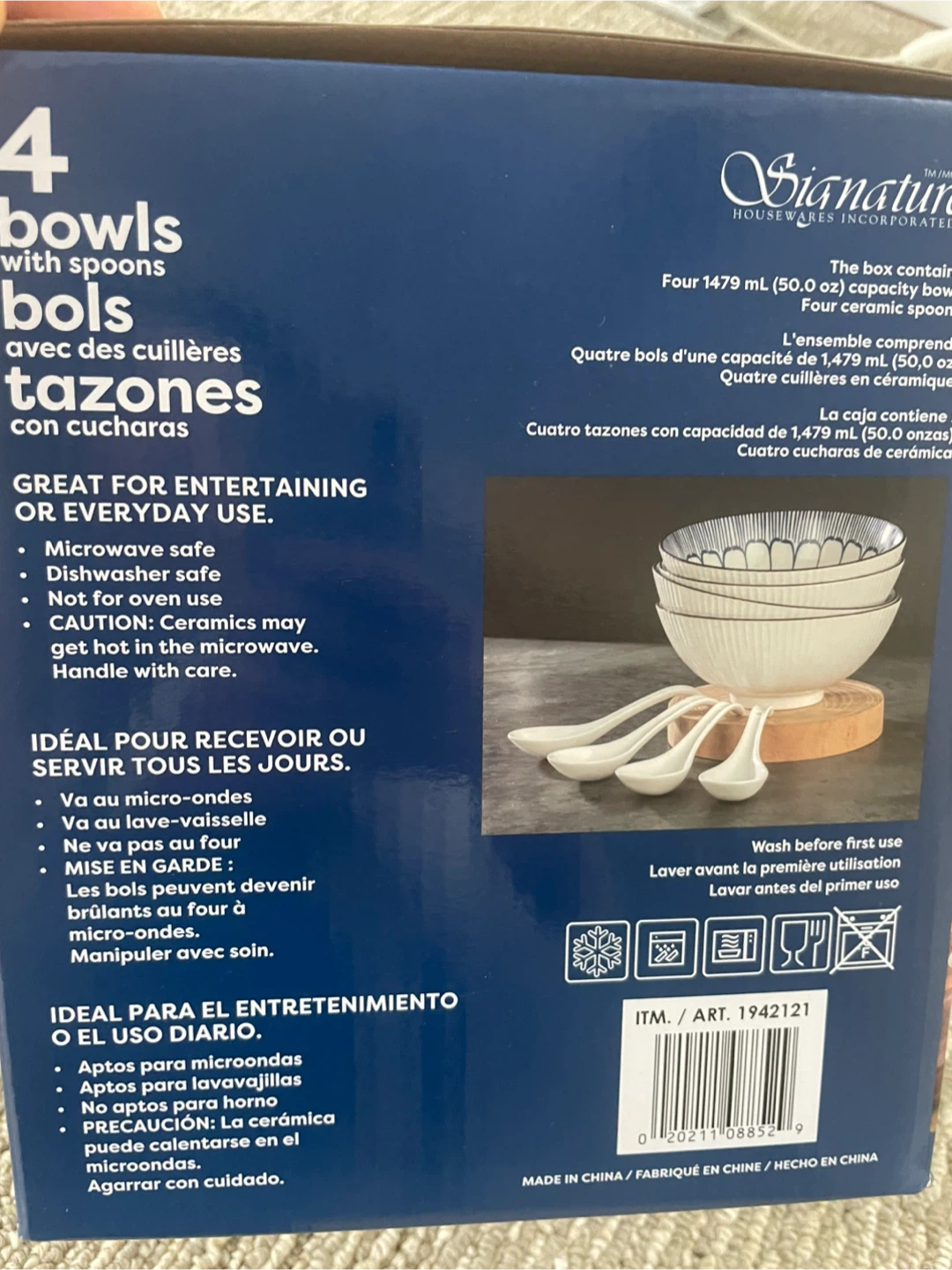 Signature Housewares 4-Piece Ceramic Bowl Set with Spoons - photo 4