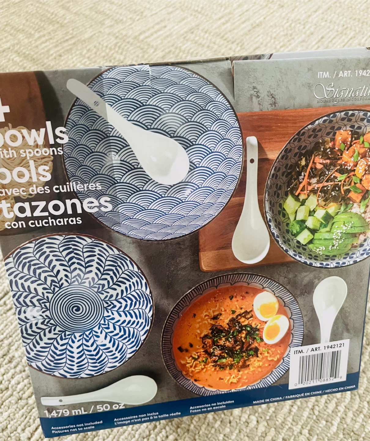 Signature Housewares 4-Piece Ceramic Bowl Set with Spoons - photo 2