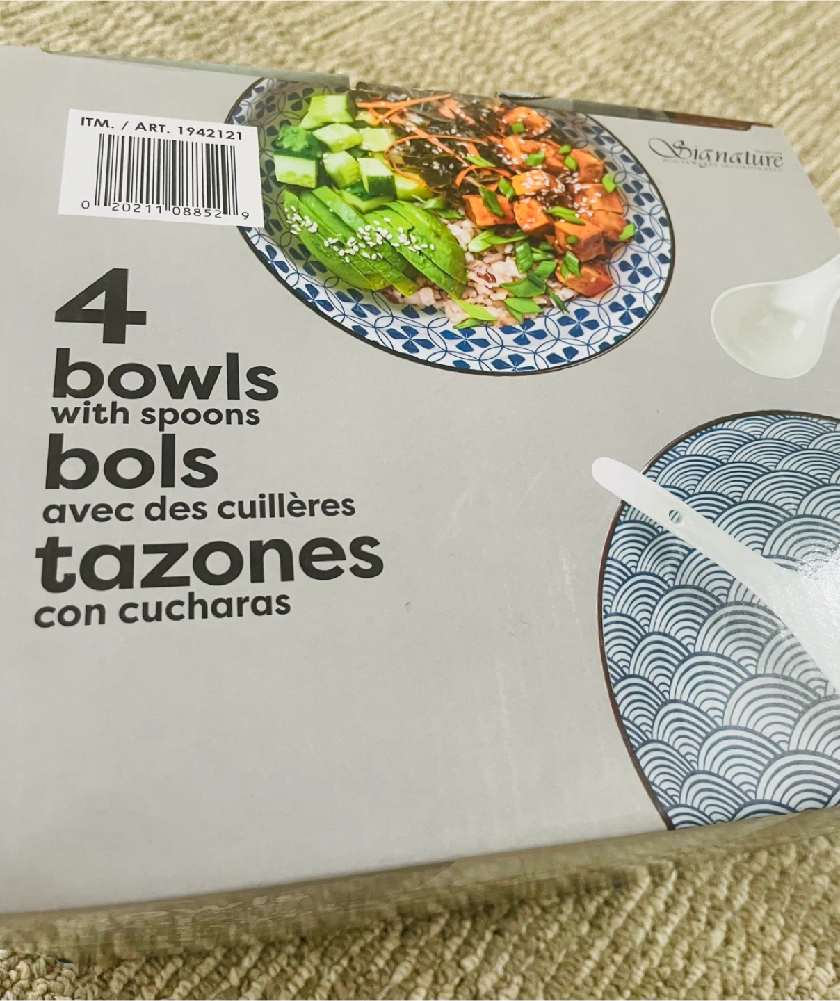 Signature Housewares 4-Piece Ceramic Bowl Set with Spoons - photo 3