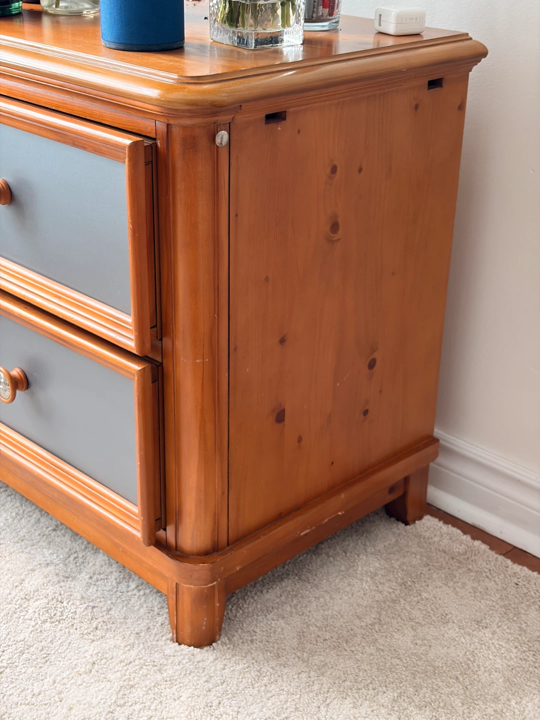 Wooden Nightstand with Magazine Rack - photo 3