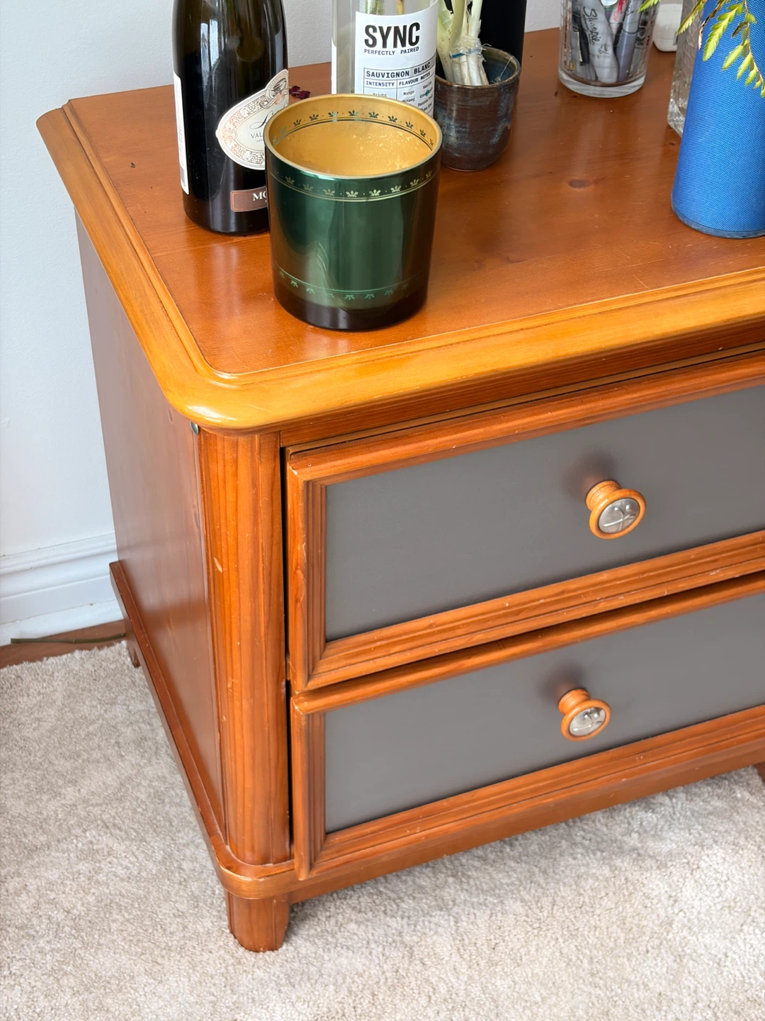 Wooden Nightstand with Magazine Rack - photo 2
