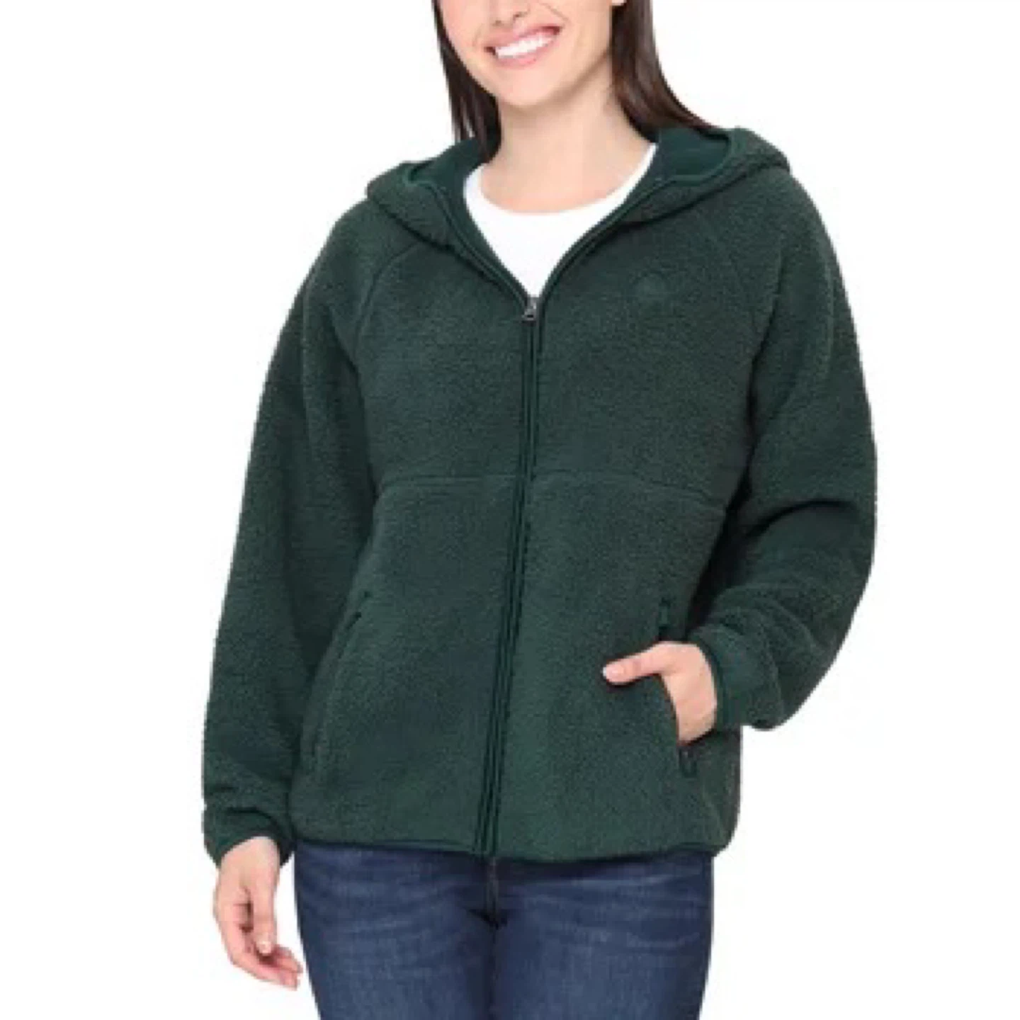 Green Sherpa Full Zip Jacket - Size XL