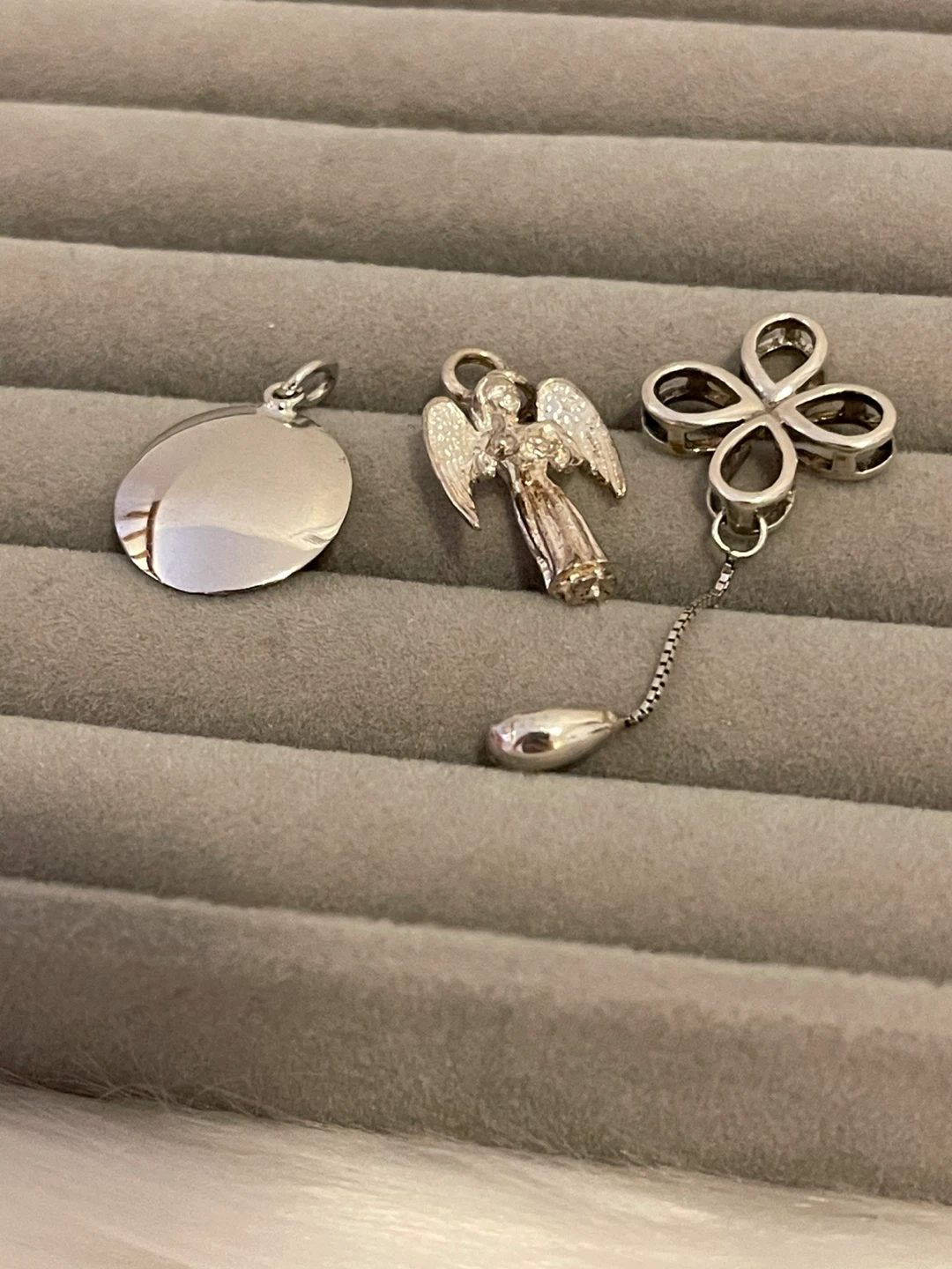 Three Sterling Silver Charms: Angel, Clover, and Horse - photo 3