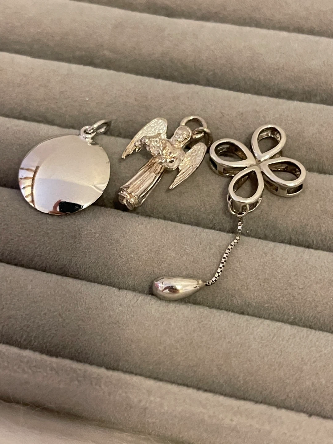 Three Sterling Silver Charms: Angel, Clover, and Horse - photo 2