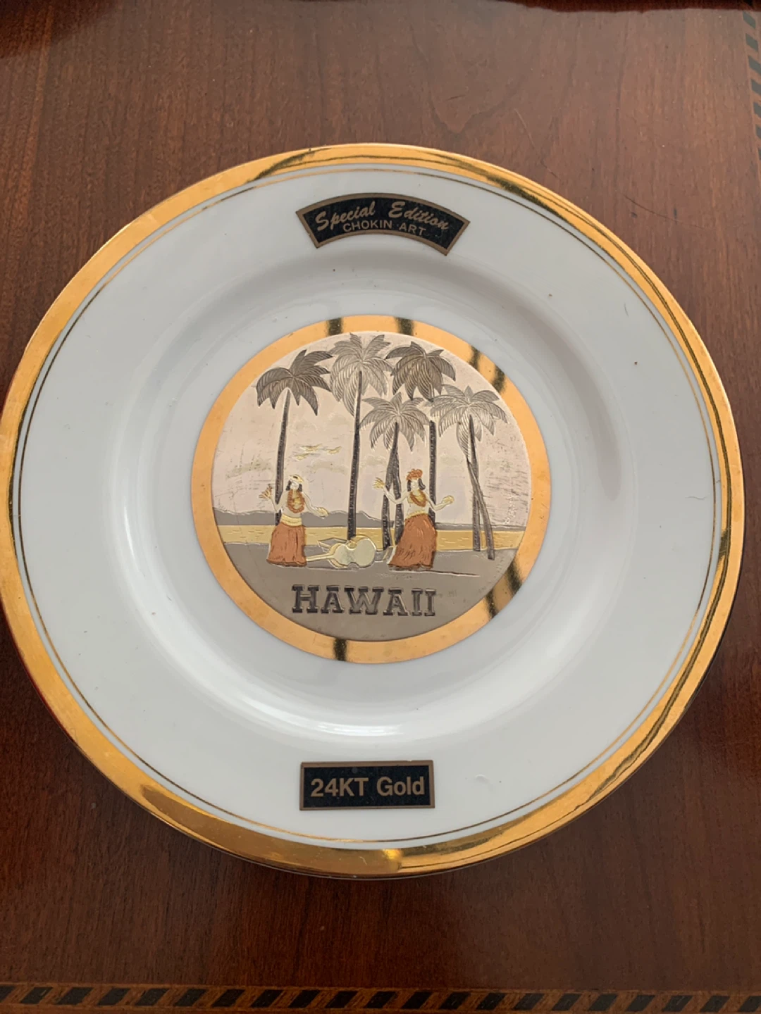 Chokin Art Hawaii Special Edition Plate with 24KT Gold Accent
