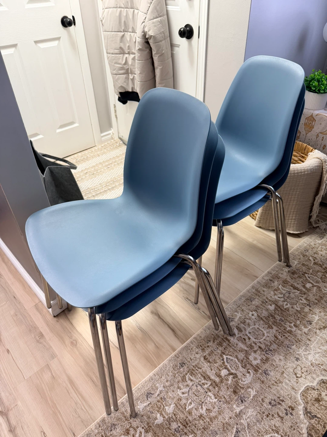 Ikea Stackable Blue Dining Chairs (Set of 6)
