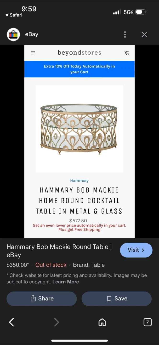 Hammary Bob Mackie Home round cocktail table. - photo 5