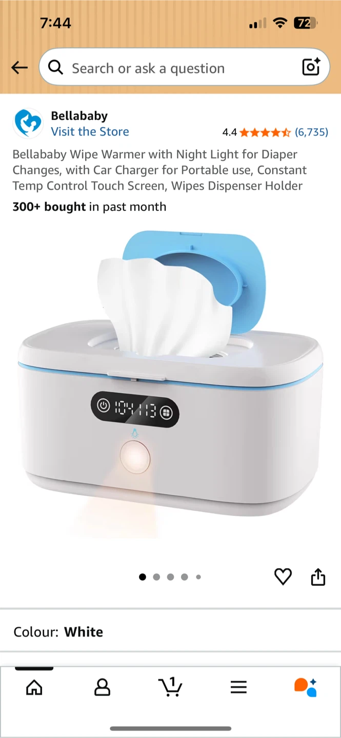 Bellababy Wipe Warmer with Night Light - White - photo 2