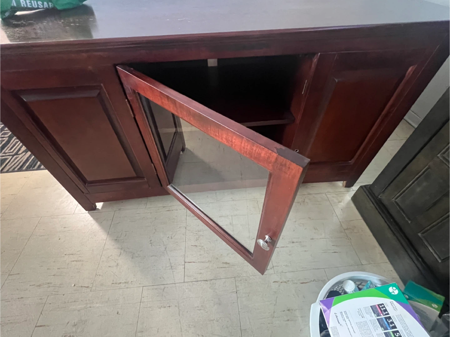 Wooden Media Console with Glass Door - photo 2