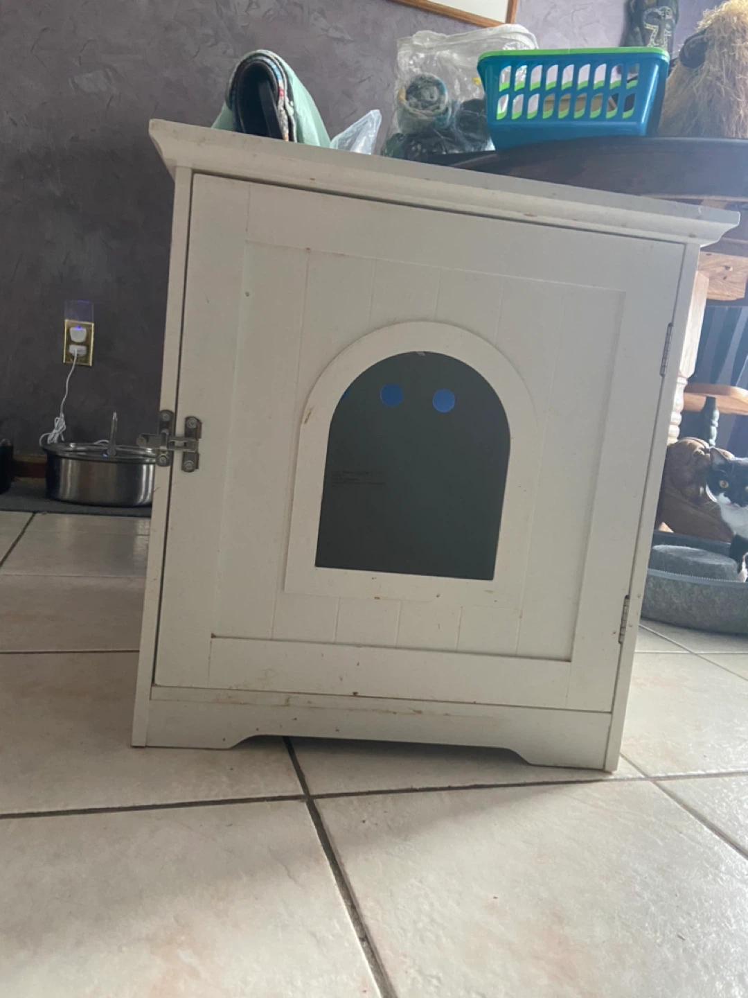 White Cat Litter Box Enclosure