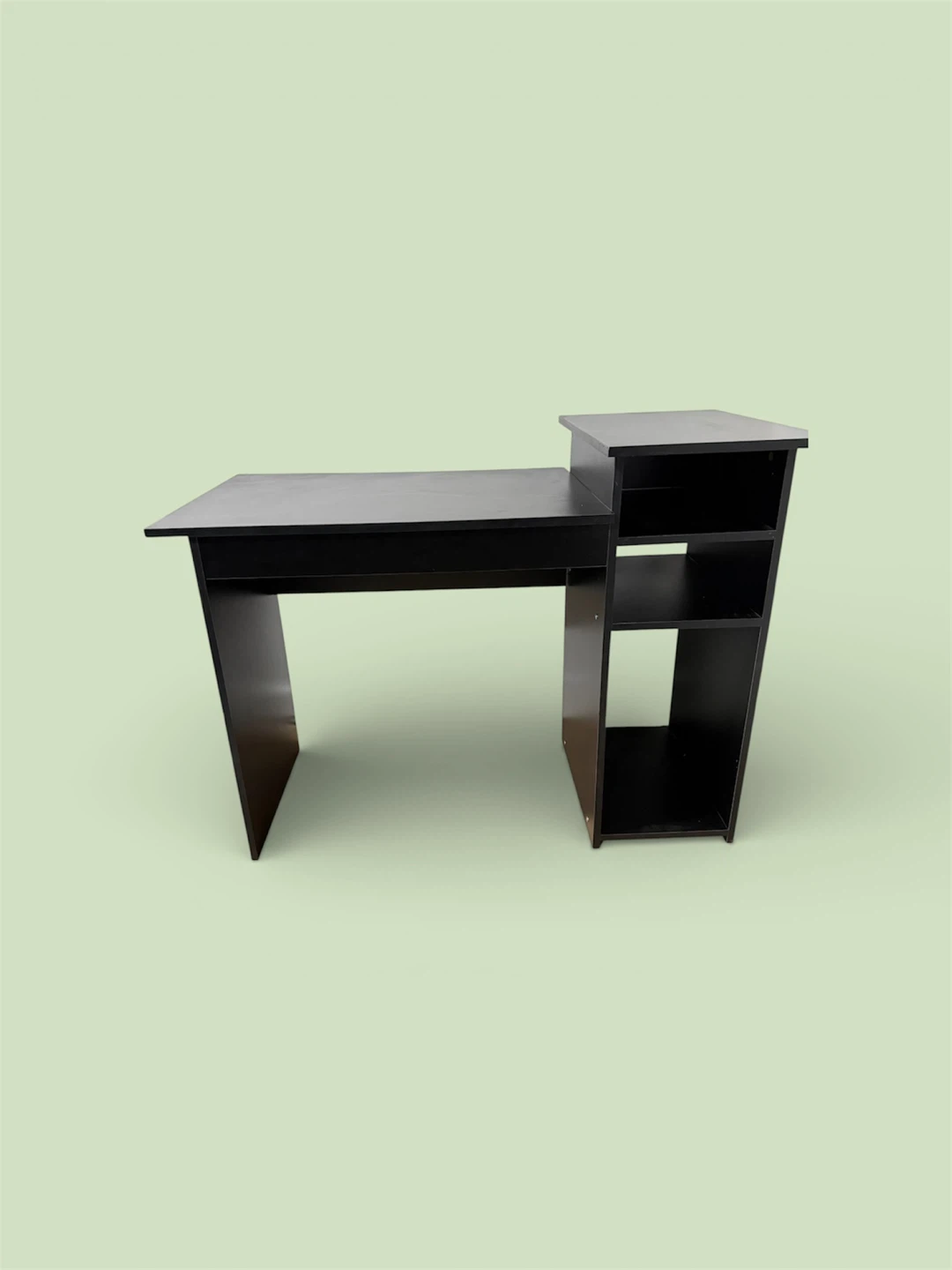 Black Compact Computer Desk with Shelves