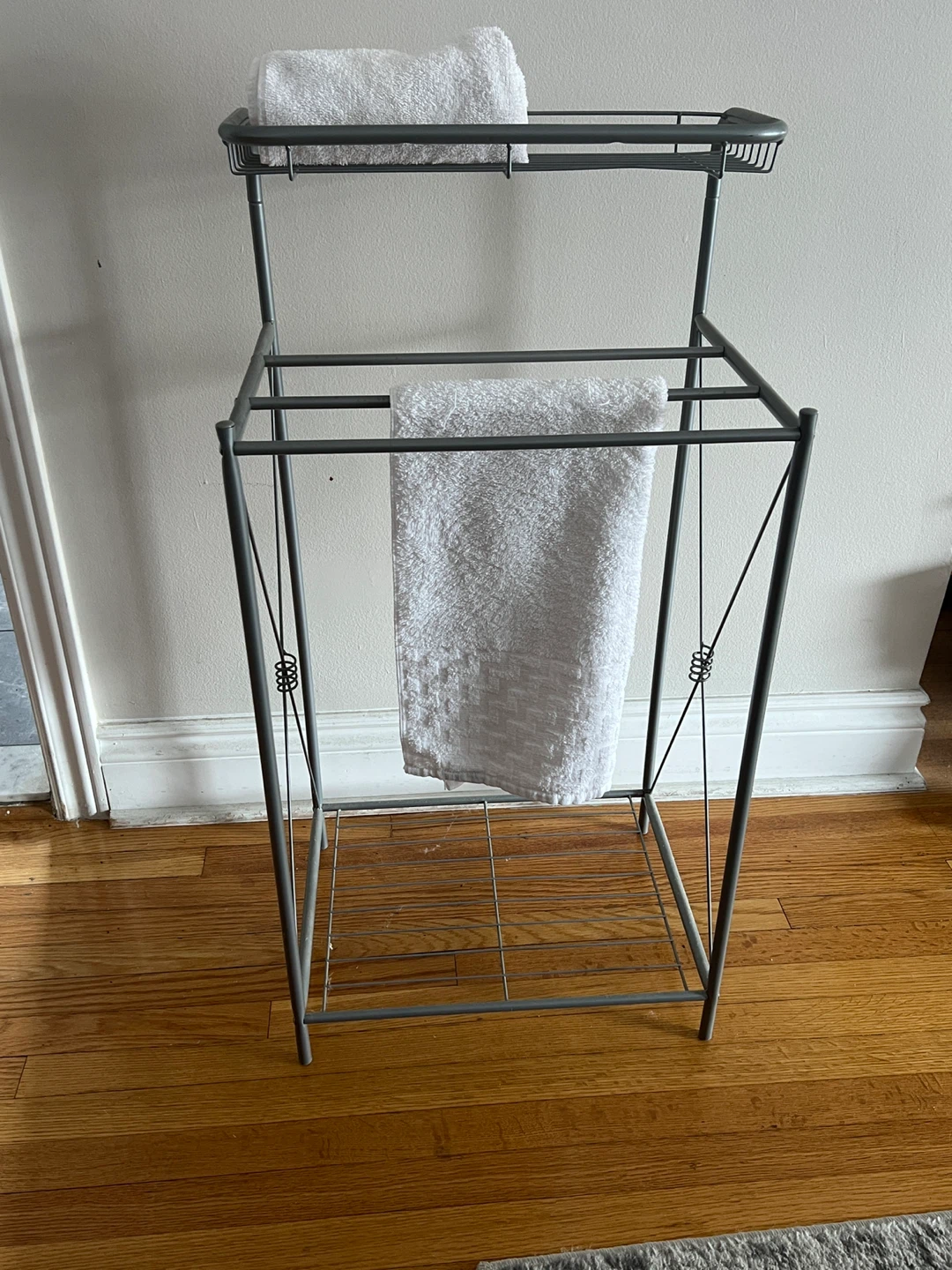 Grey Metal Towel Rack with Shelves - photo 2