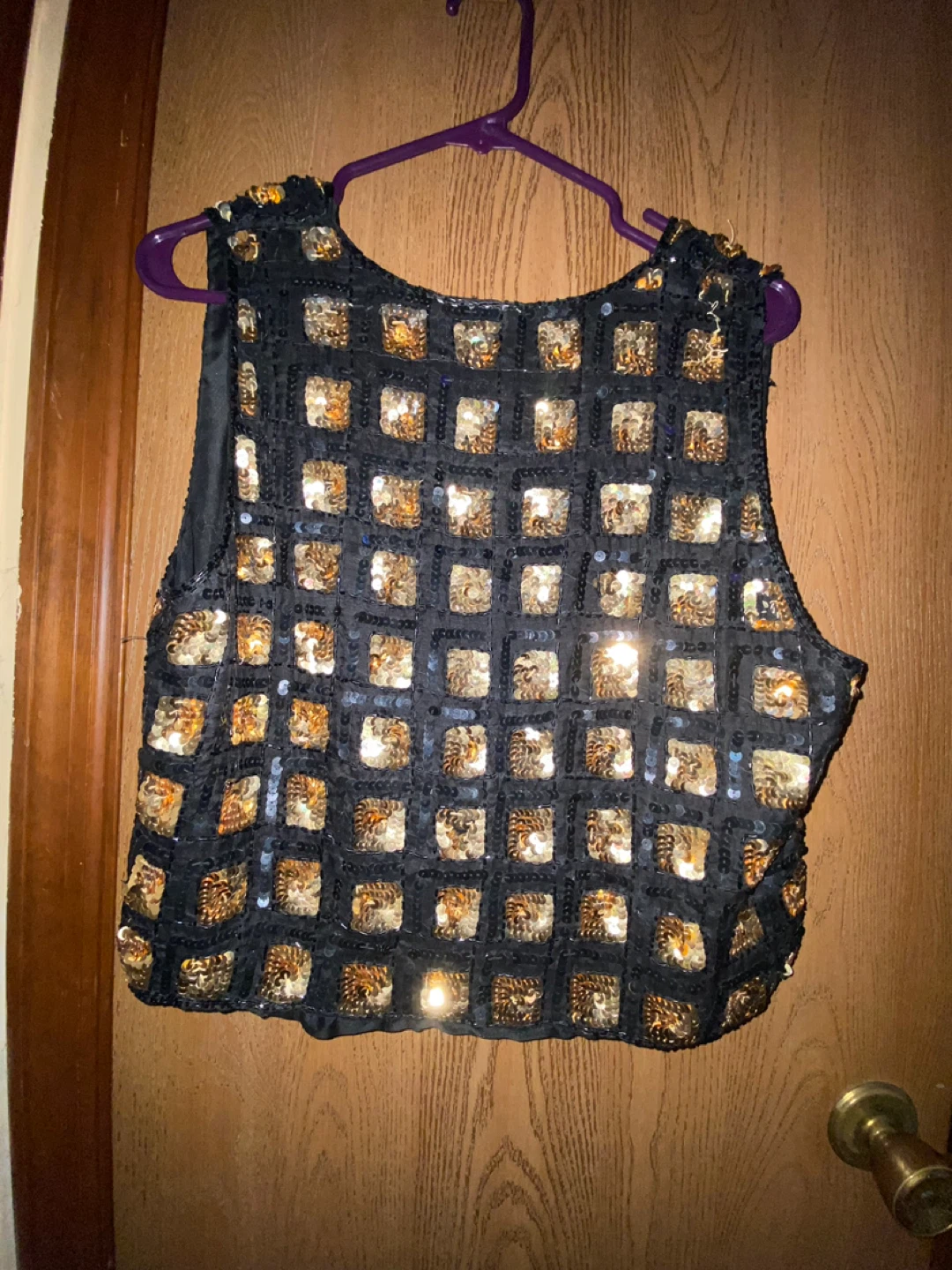 Sweet Sue Black Gold Sequin Vest Size L - photo 3