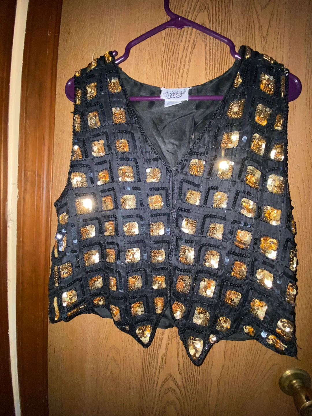 Sweet Sue Black Gold Sequin Vest Size L - photo 2