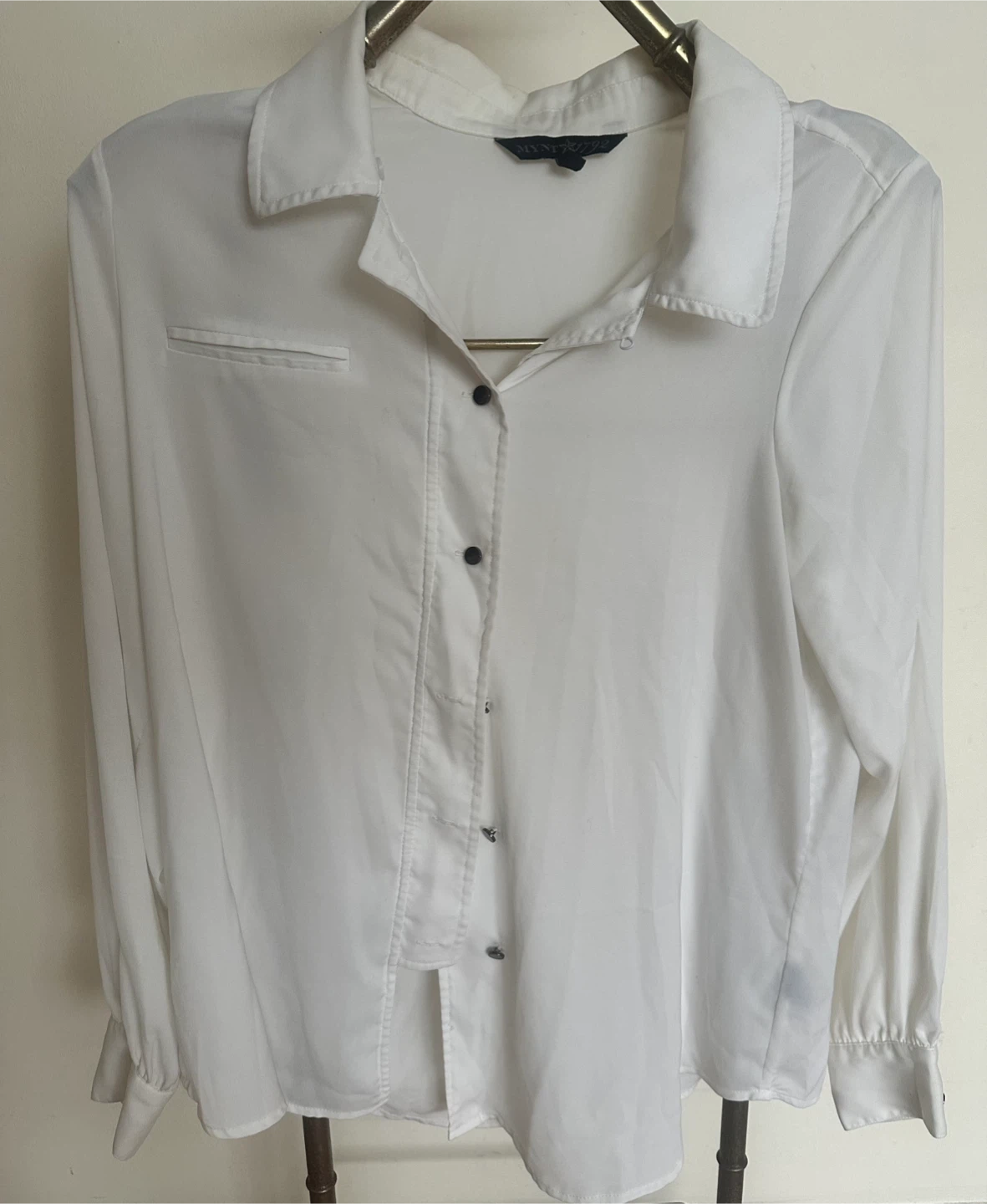 White Long-Sleeve Button-Up Shirt