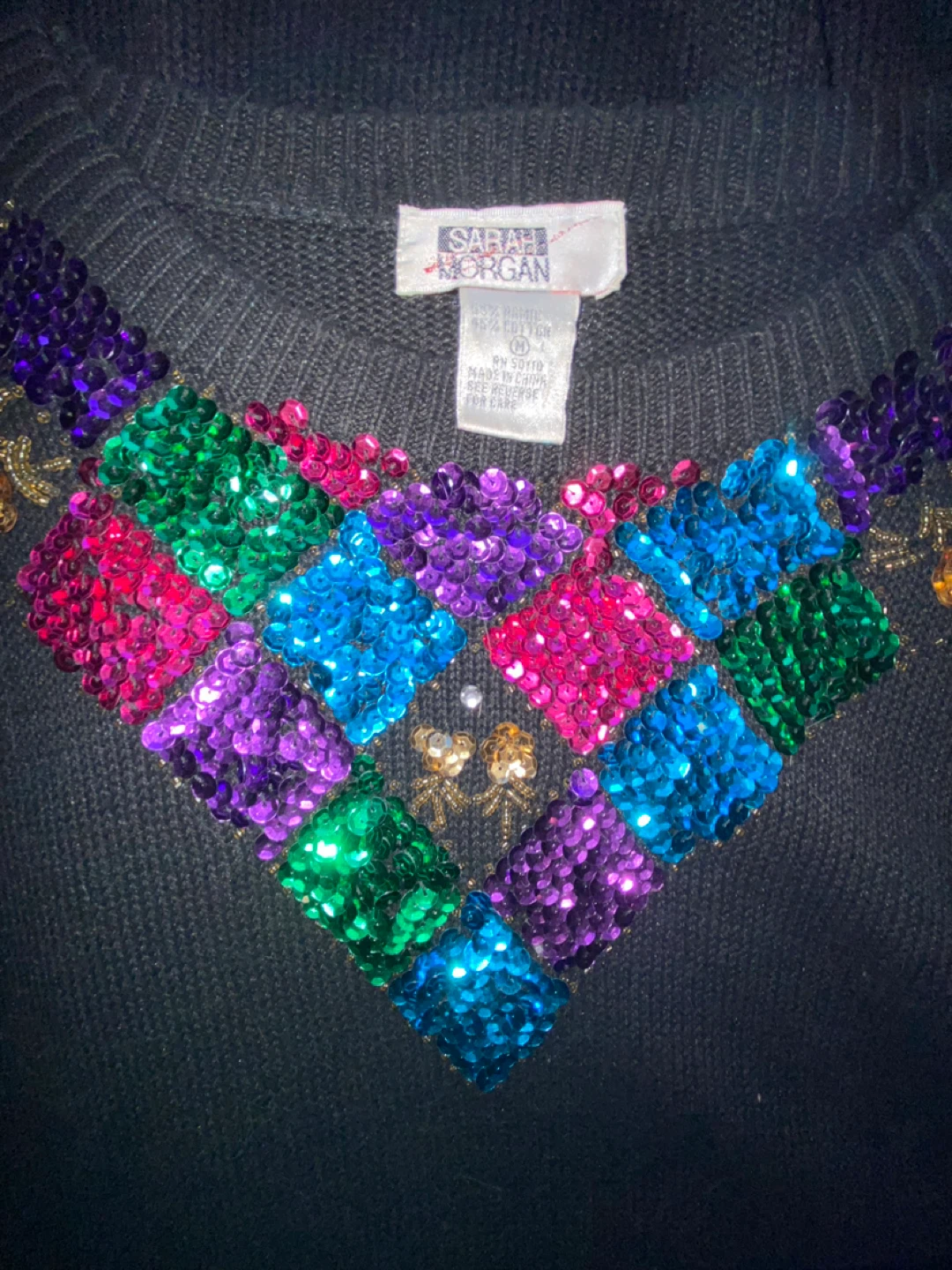 Sarah Morgan Black Sequin Sweater Dress