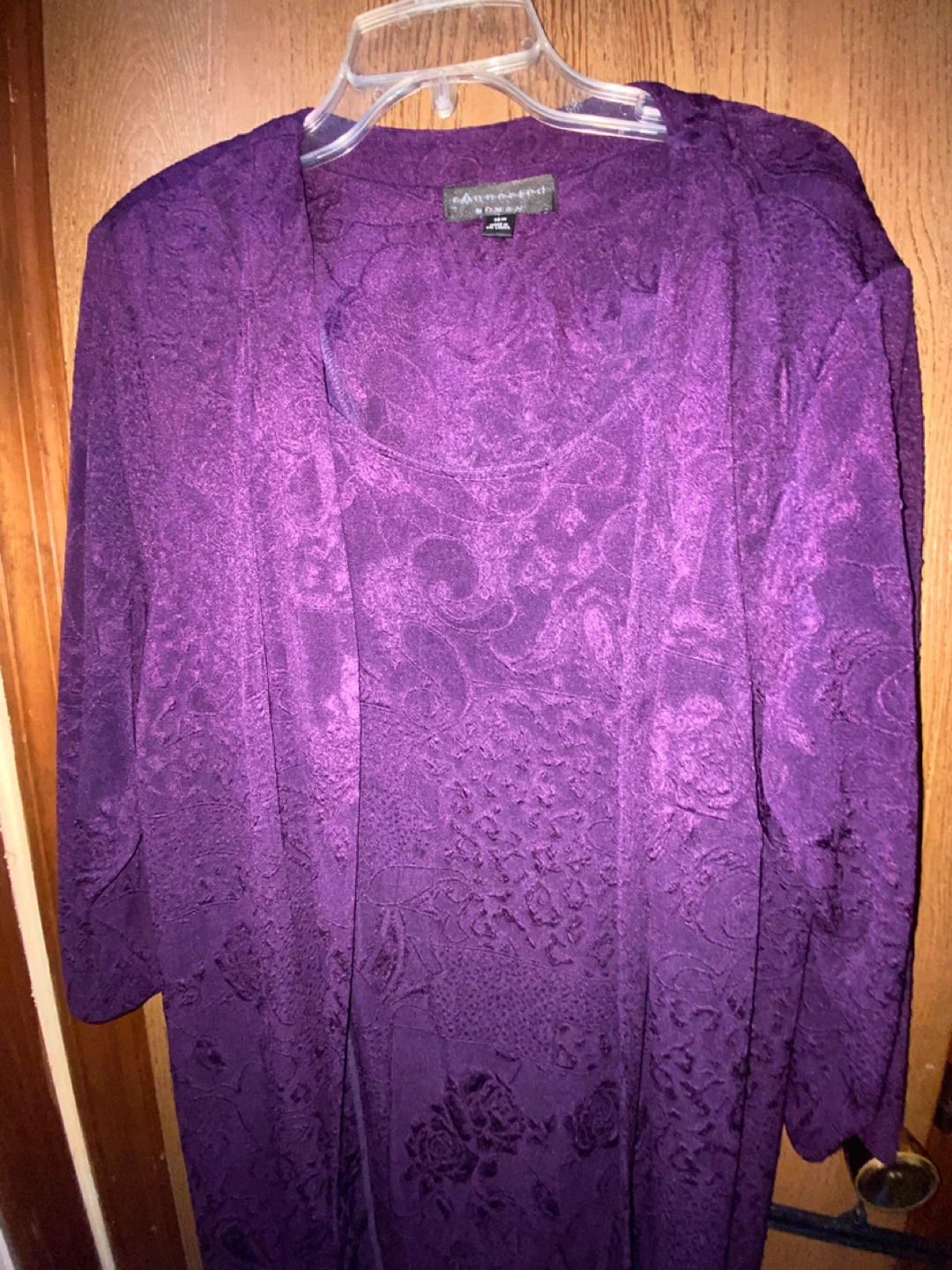 Connected Woman Purple Brocade Dress and Cardigan Set - Size 18W - photo 2