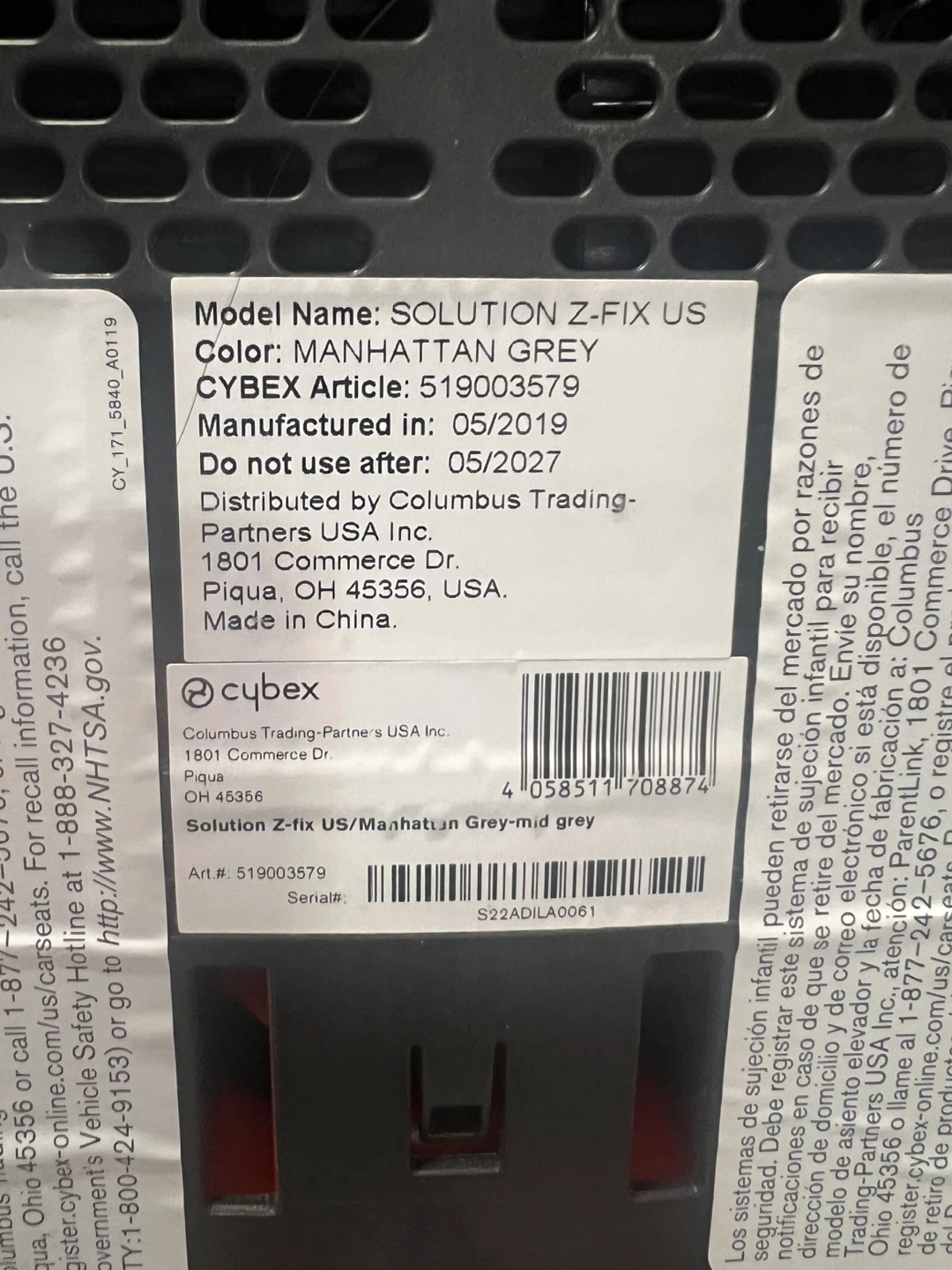Cybex Solution Z-Fix US Child Car Seat - Manhattan Grey - photo 4