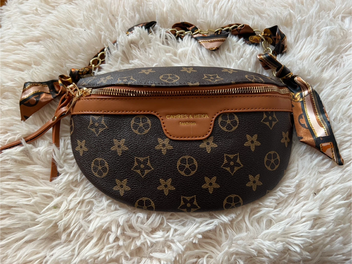 CARRES & HEKA Fashion Fanny Pack with Scarf Accent