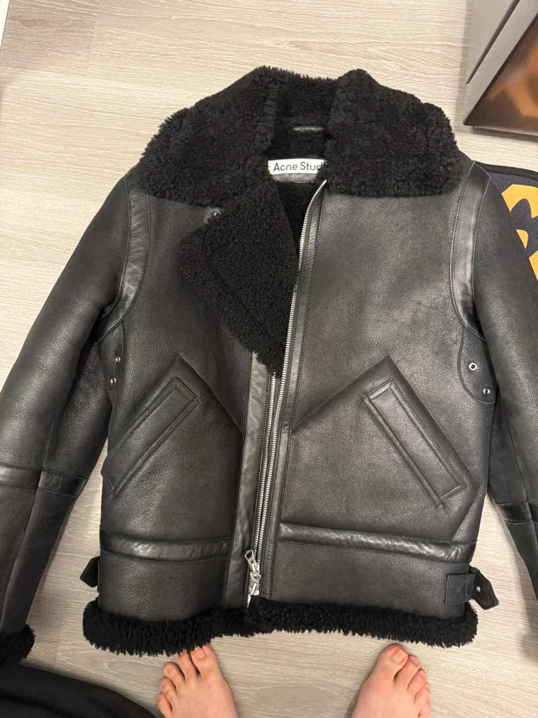 Acne Studios Black Leather Aviator Jacket - photo 2