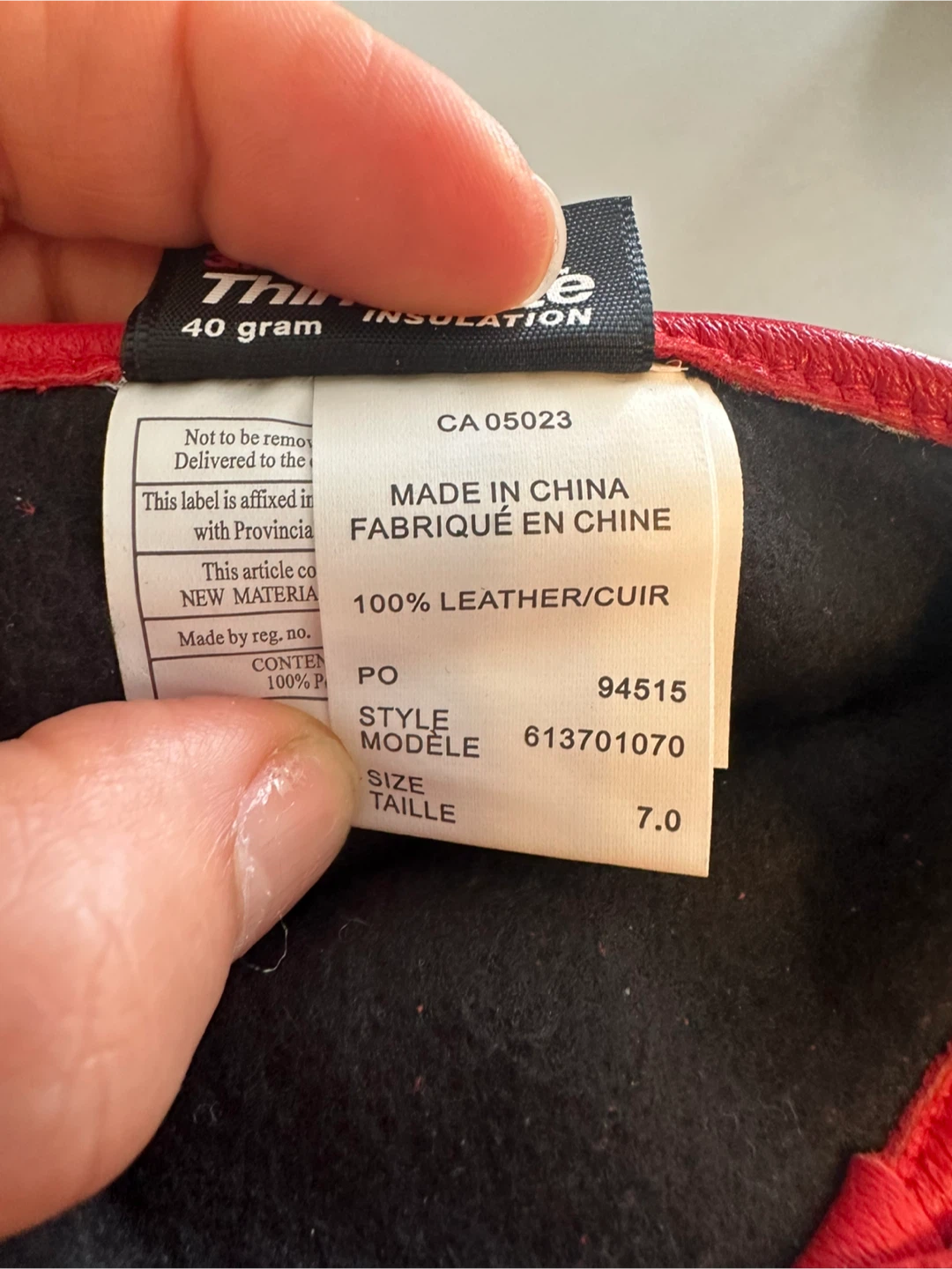 Red Leather Gloves with Thinsulate Insulation - photo 4