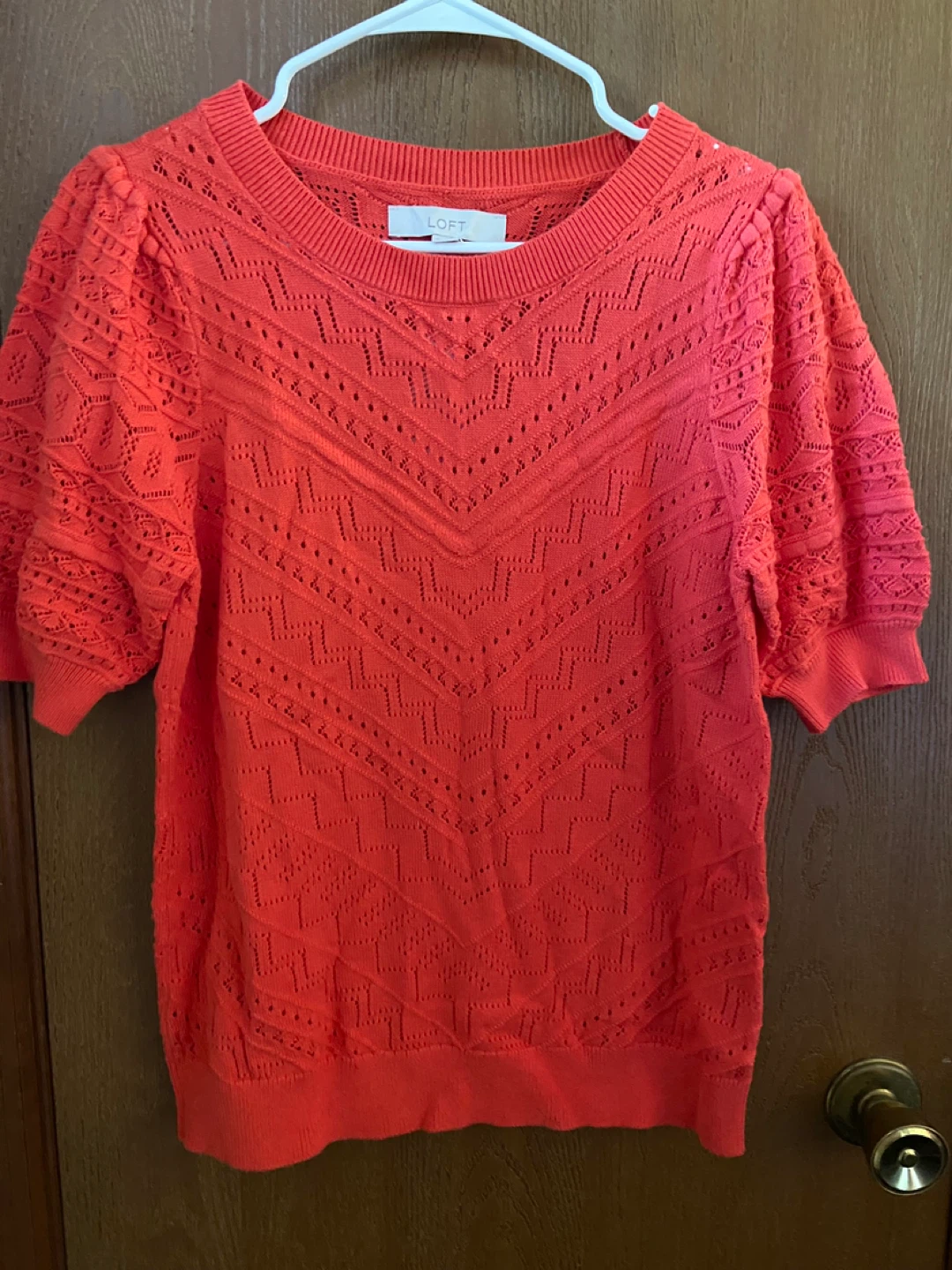 LOFT Orange Knit Sweater Size M
