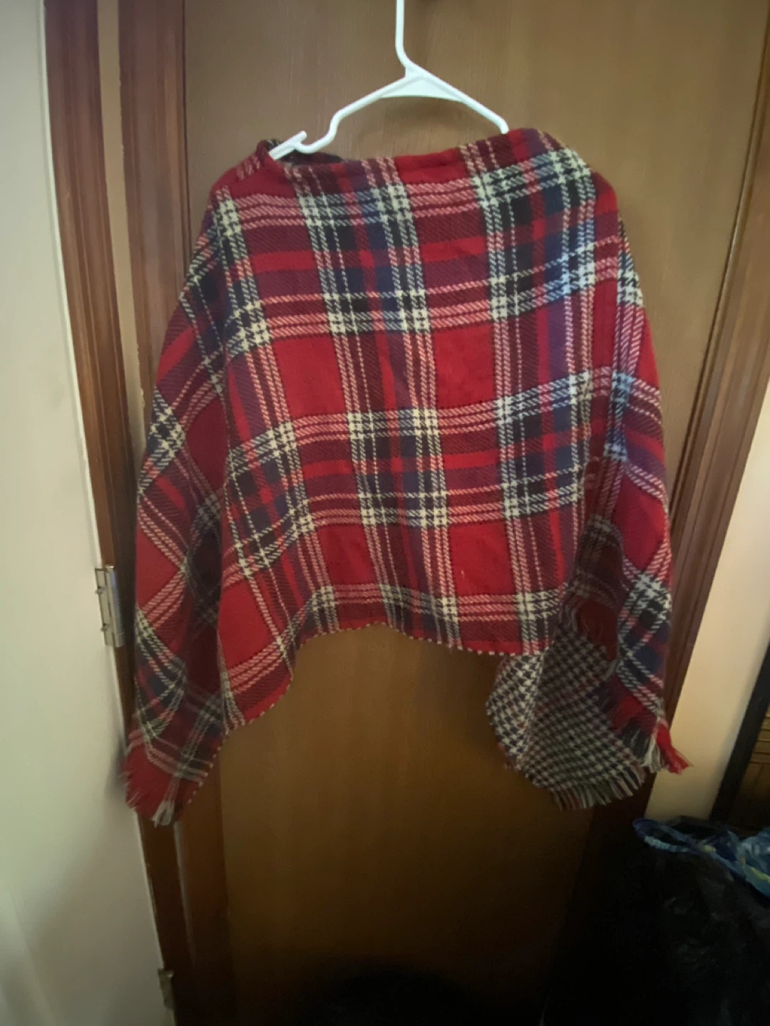 Mirabeau Reversible Plaid Poncho