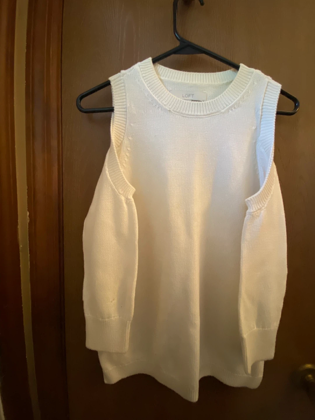 LOFT Cream Cold Shoulder Sweater - Size M - photo 2