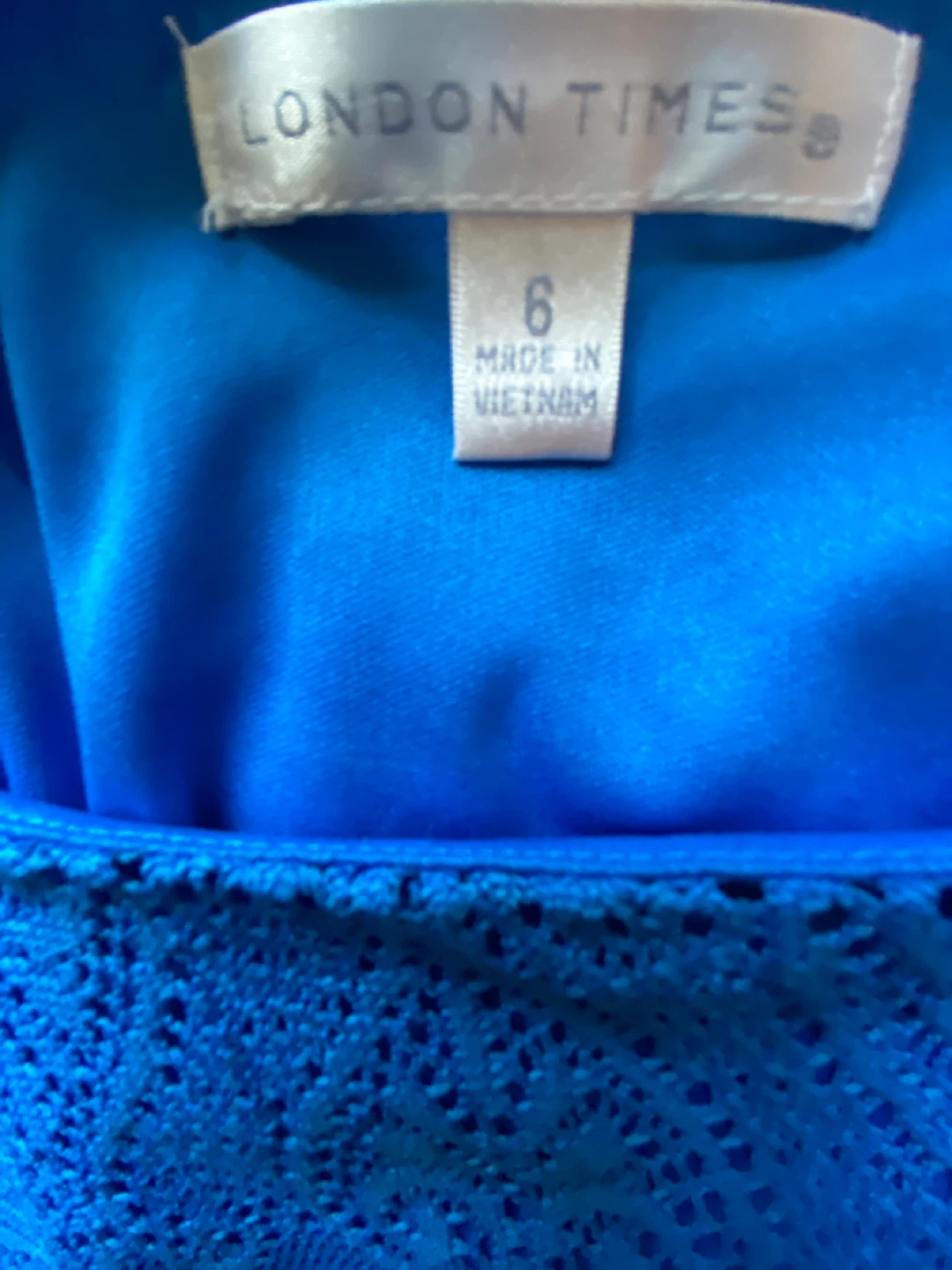 London Times Blue Lace Dress Size 6 - photo 3