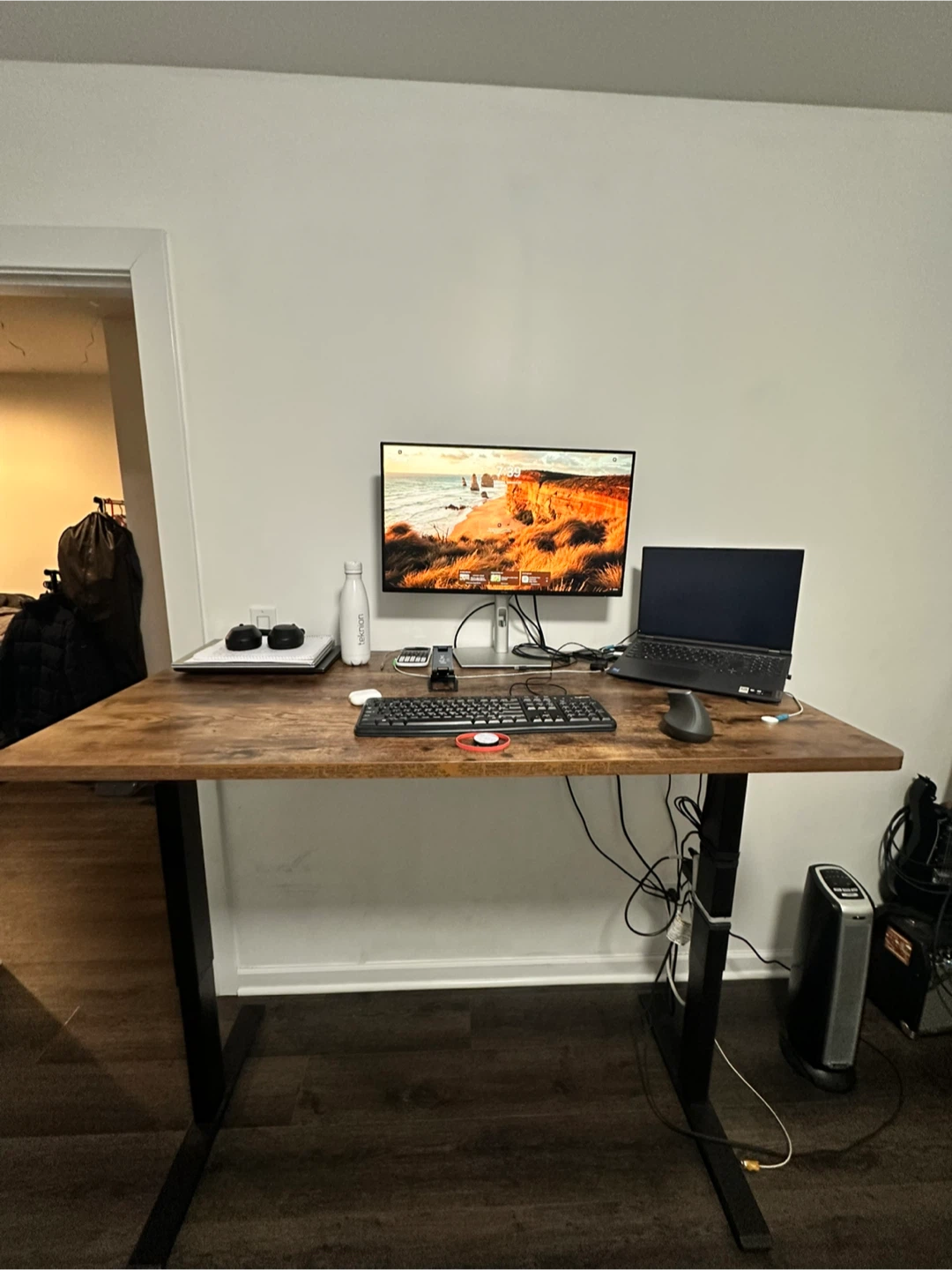 Adjustable Standing Desk - Rustic Wood Finish