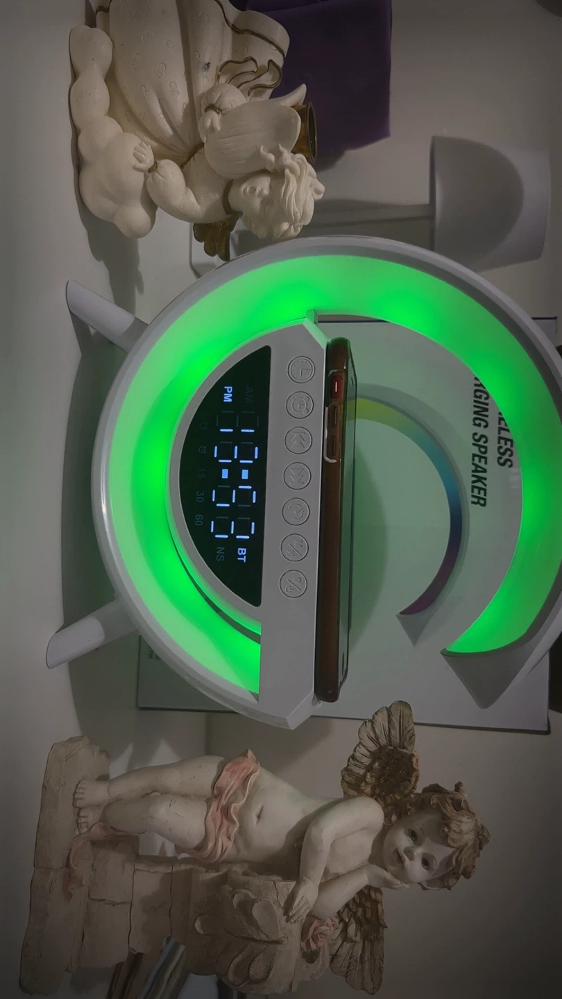 BT-3401 LED Wireless Charging Speaker with Clock