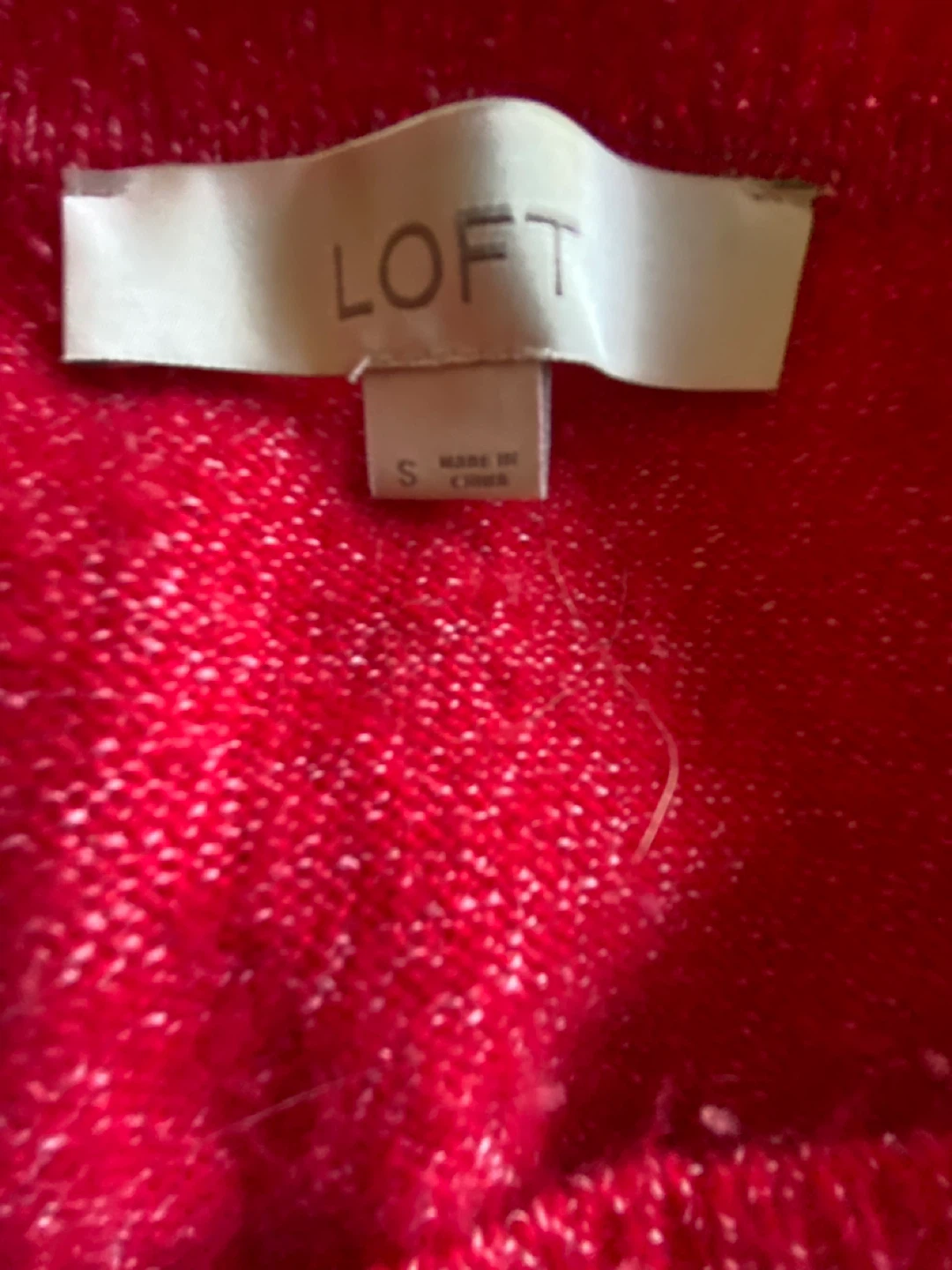 LOFT Red Crew Neck Sweater with Pearl Details - Size S - photo 2