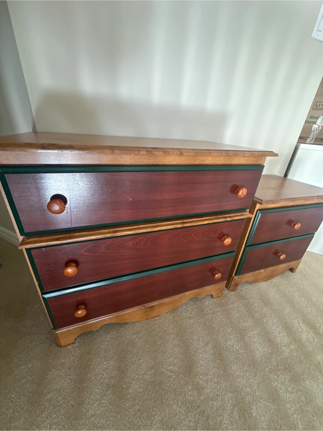 Wooden Dresser and 2 Nightstand Set