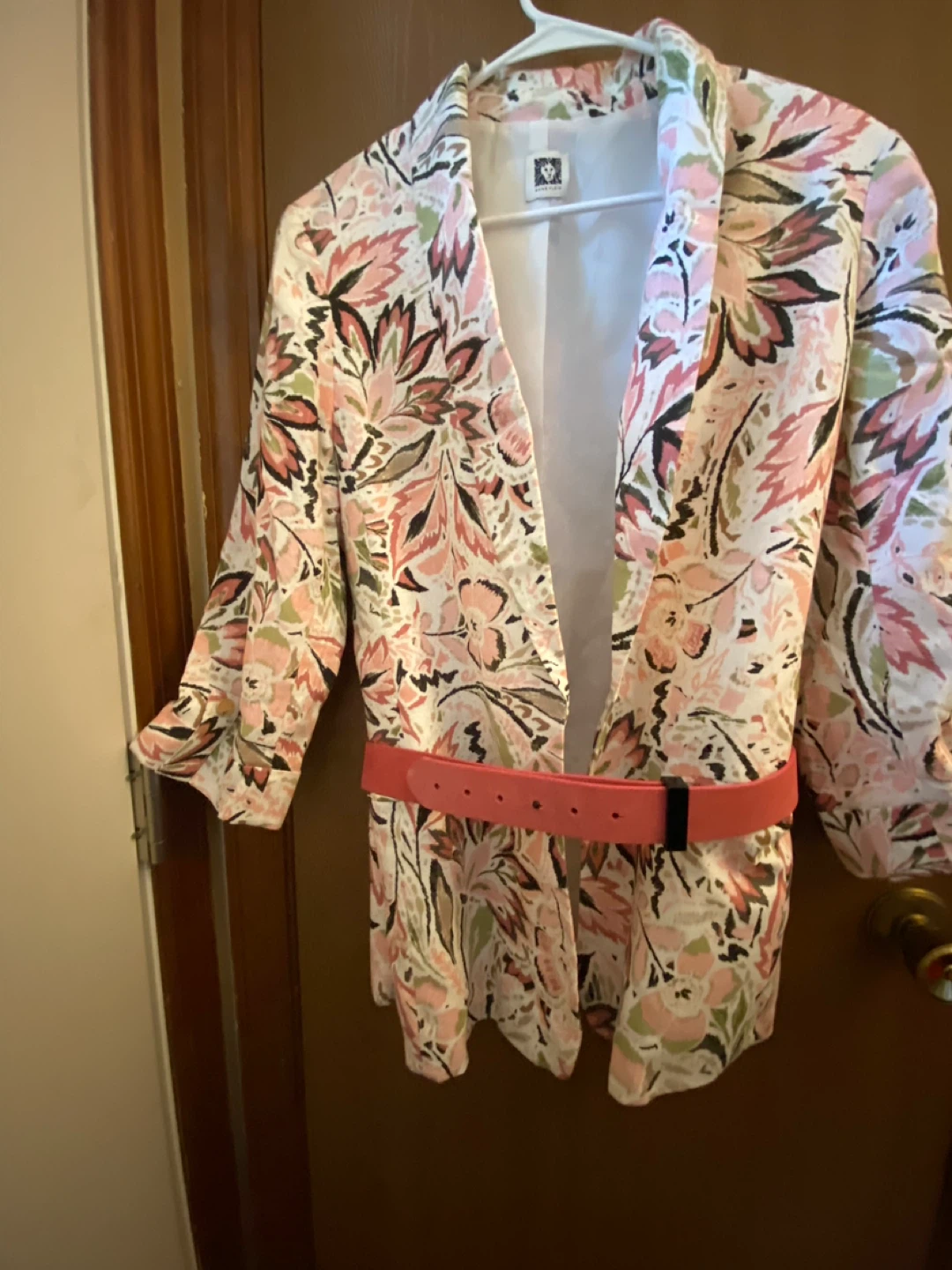 Anne Klein Floral Blazer with Belt