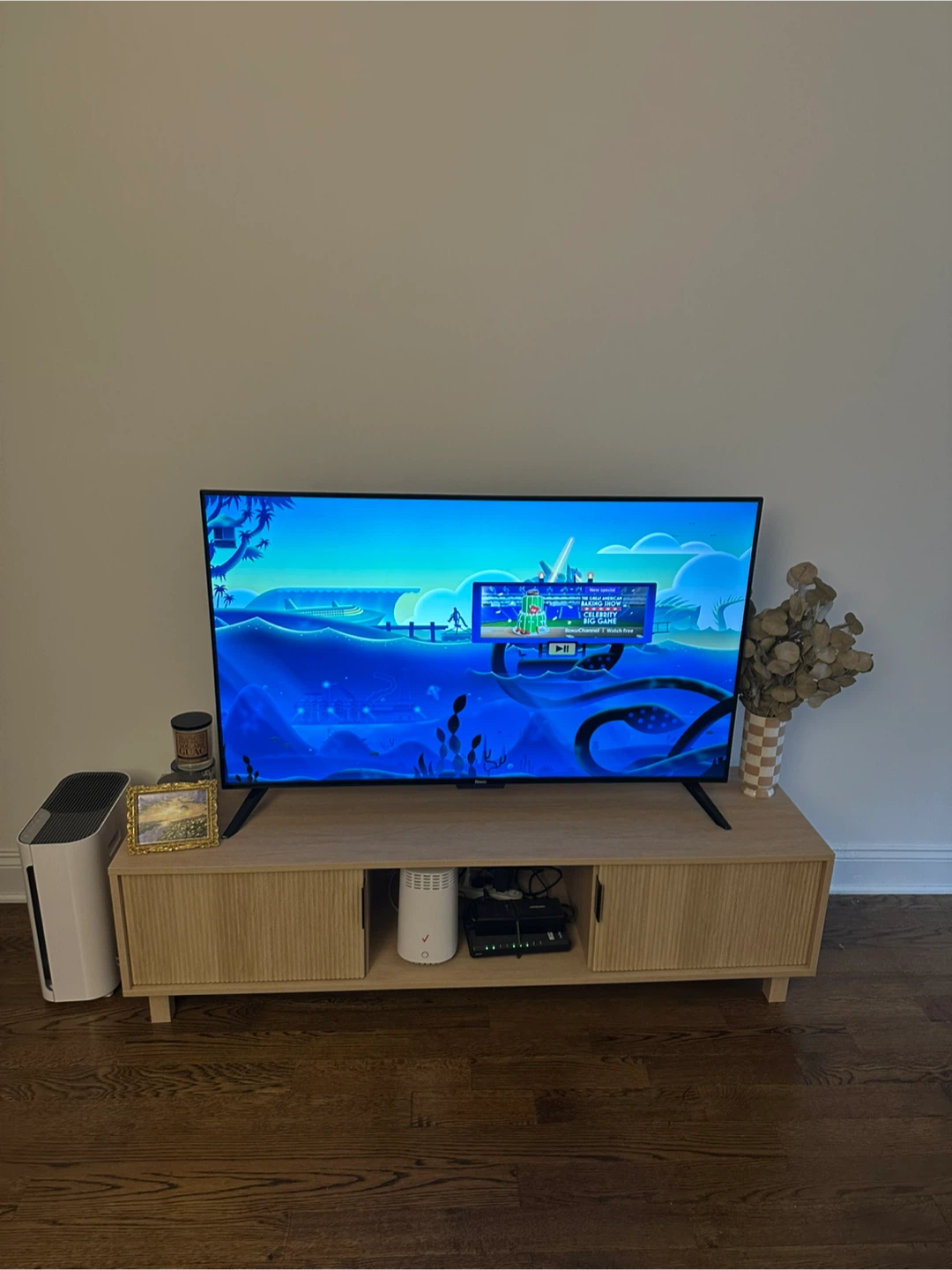 Walker Edison Mid-Century Modern TV Stand - Light Oak