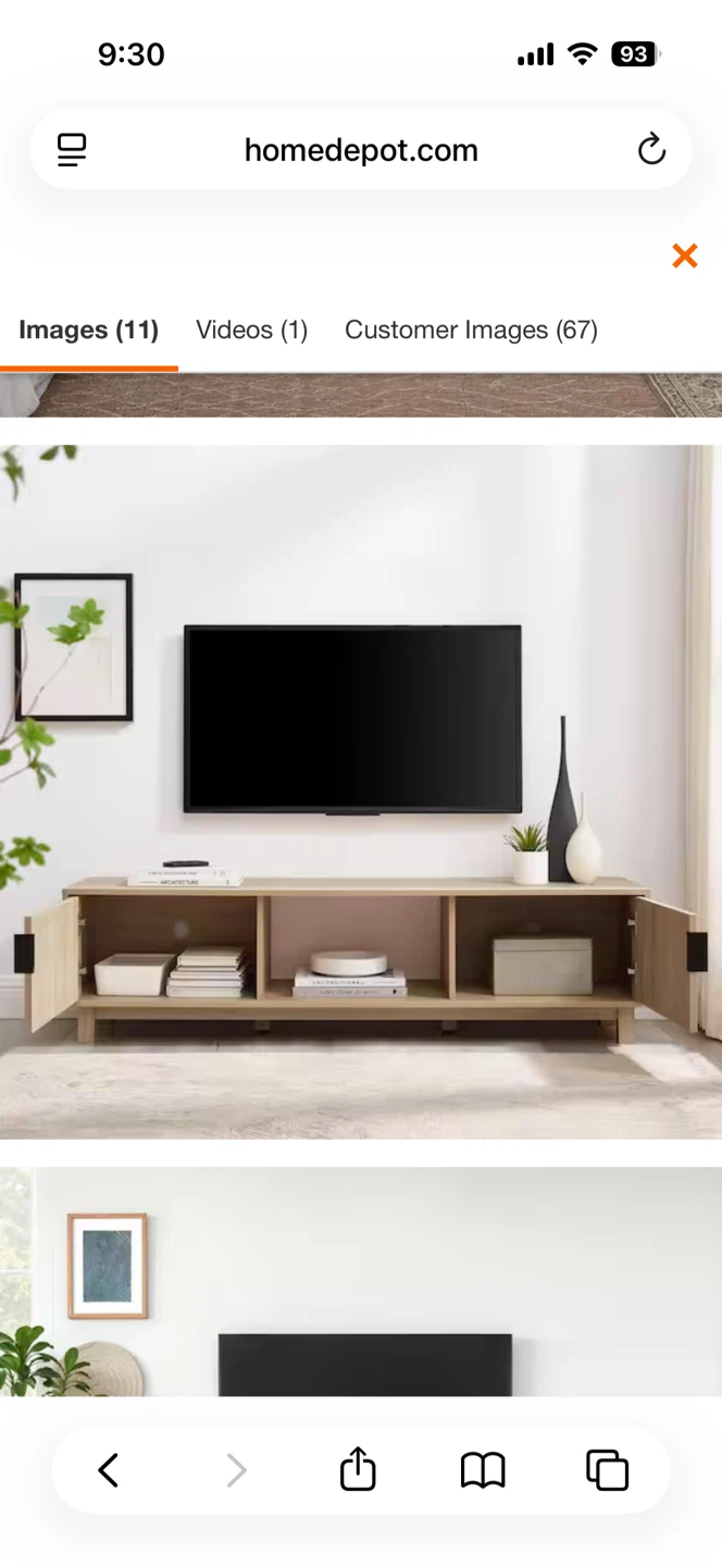 Walker Edison Mid-Century Modern TV Stand - Light Oak - photo 3