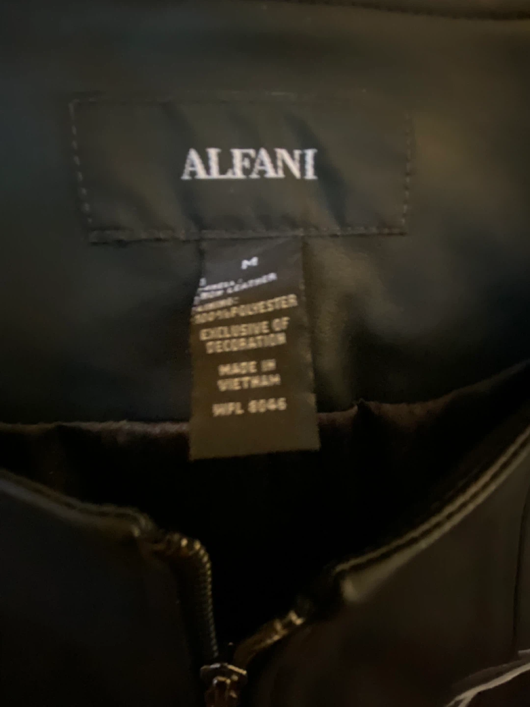 Alfani Black Faux Leather Embroidered Jacket Size M - photo 3