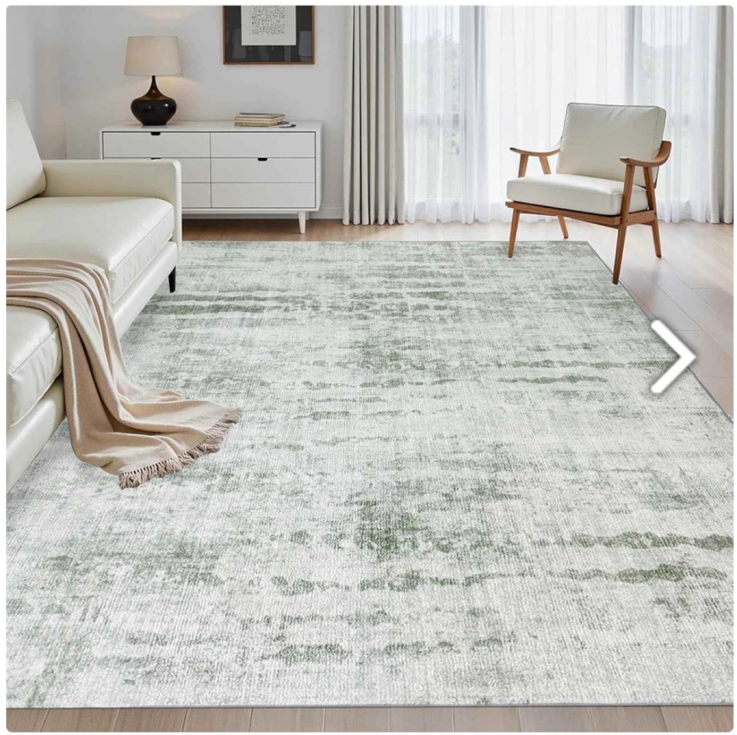 5x7Ft Washable Abstract Soft Area Rug Green/Grey