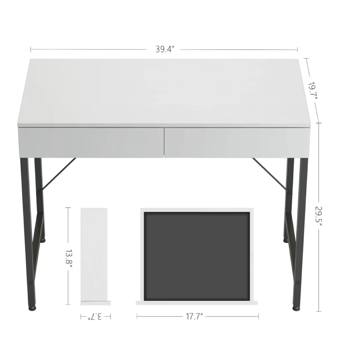 CubiCubi Computer Desk with 2 Drawers - White 🧡