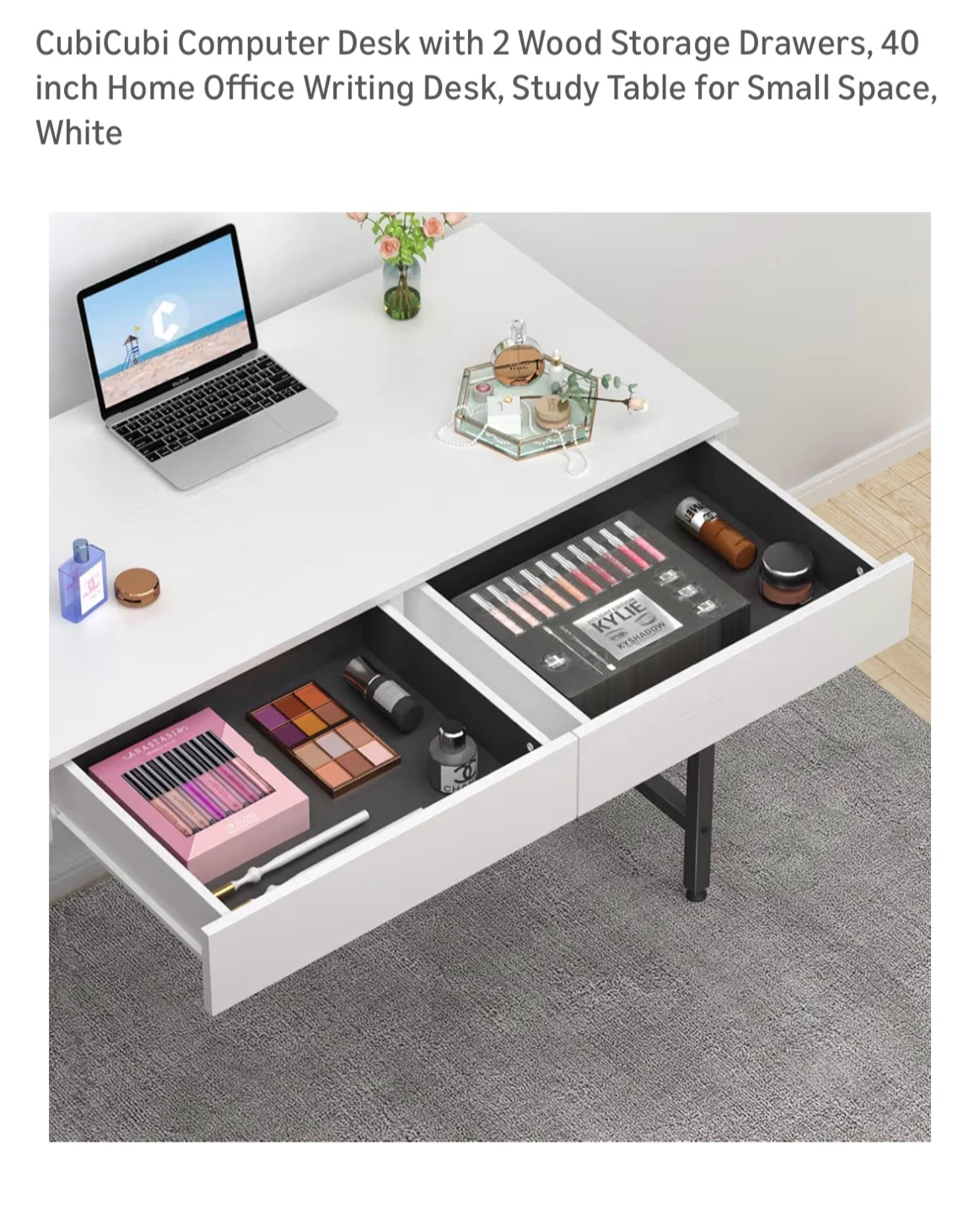 CubiCubi Computer Desk with 2 Drawers - White 🧡 - photo 2