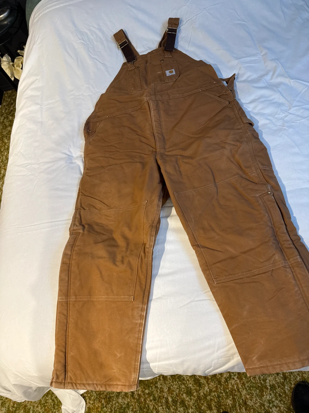 Carhartt Brown Duck Bib Overalls Size 46x30